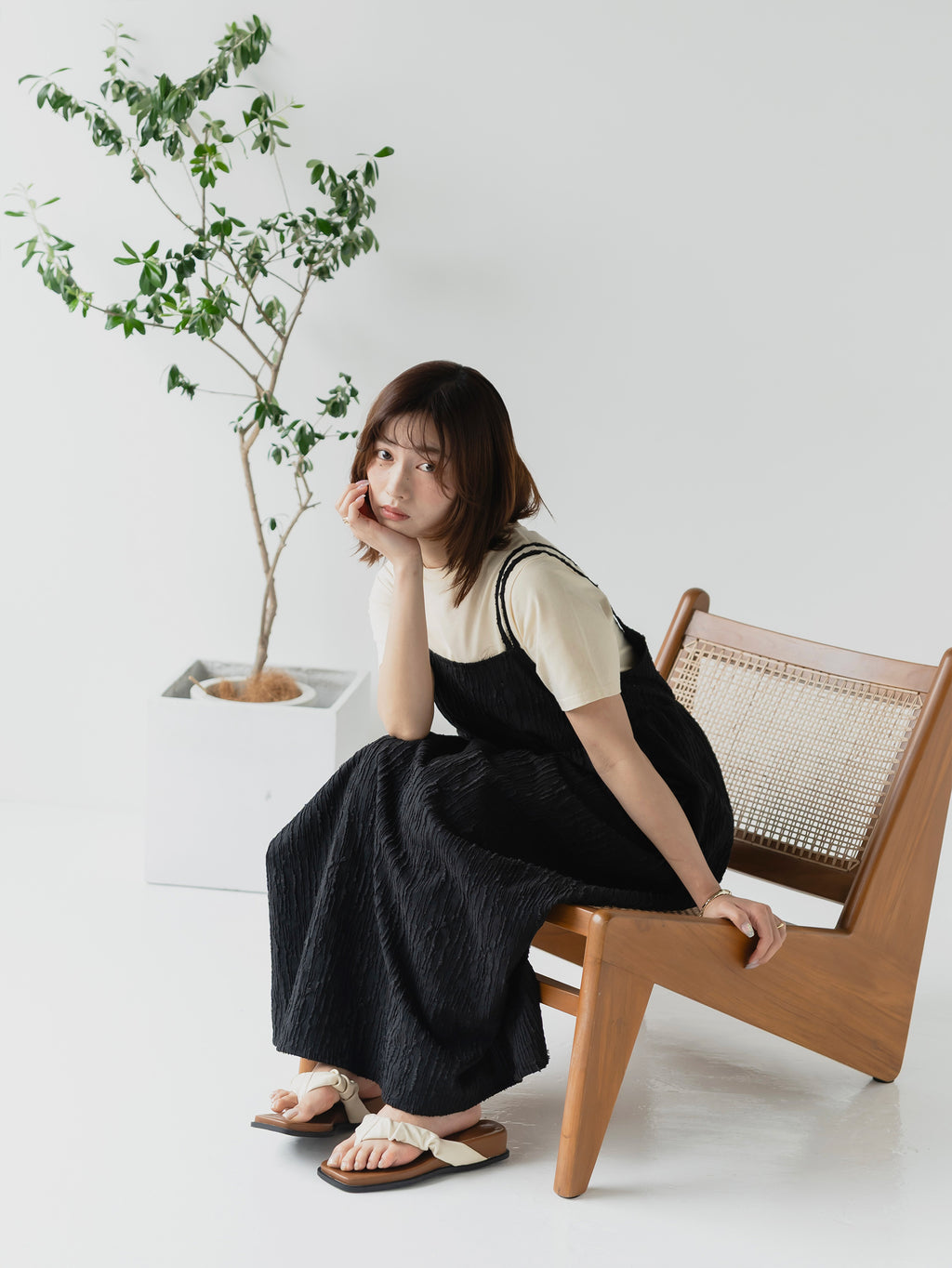 crinkle texture cami dress