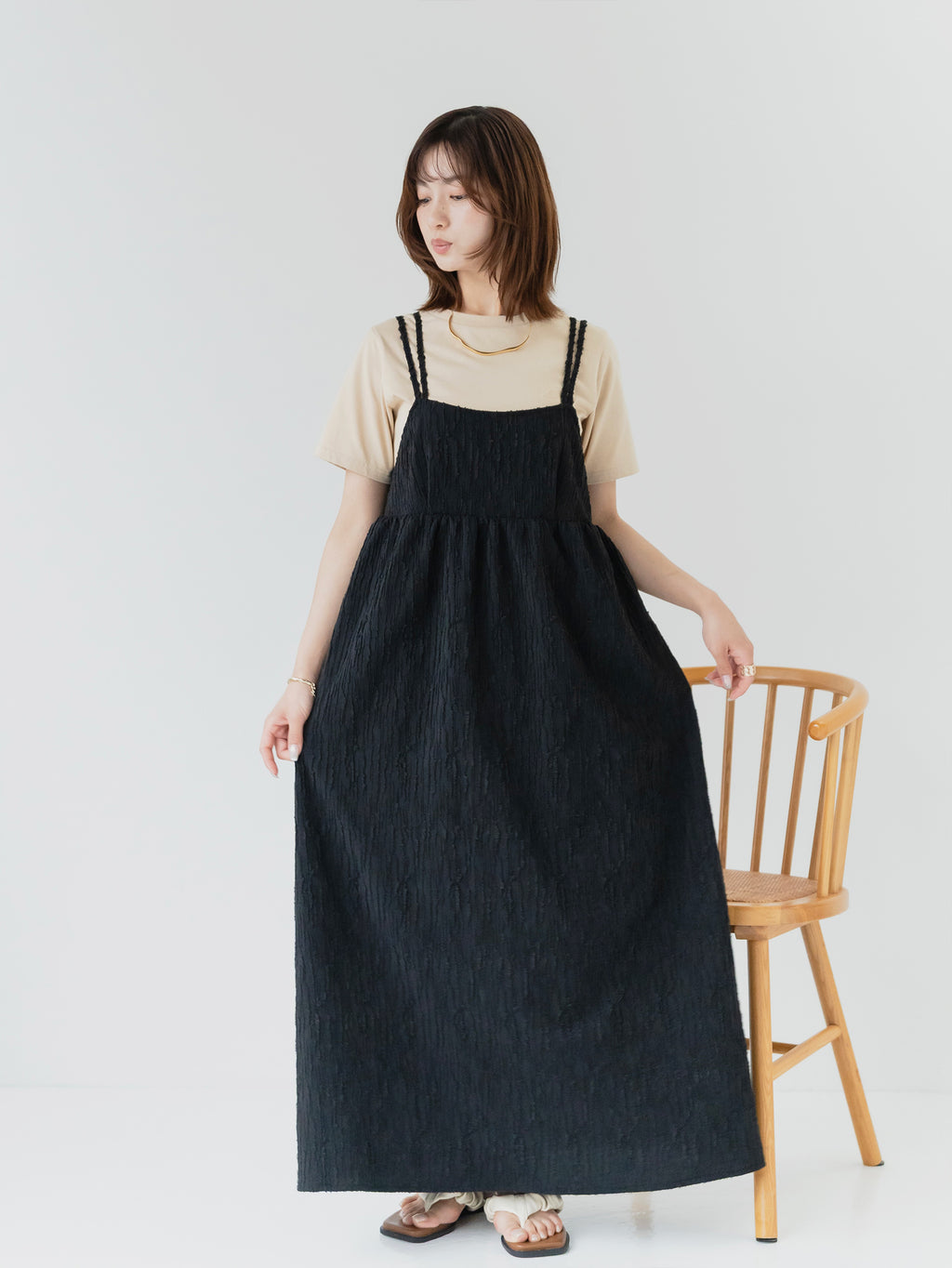 crinkle texture cami dress