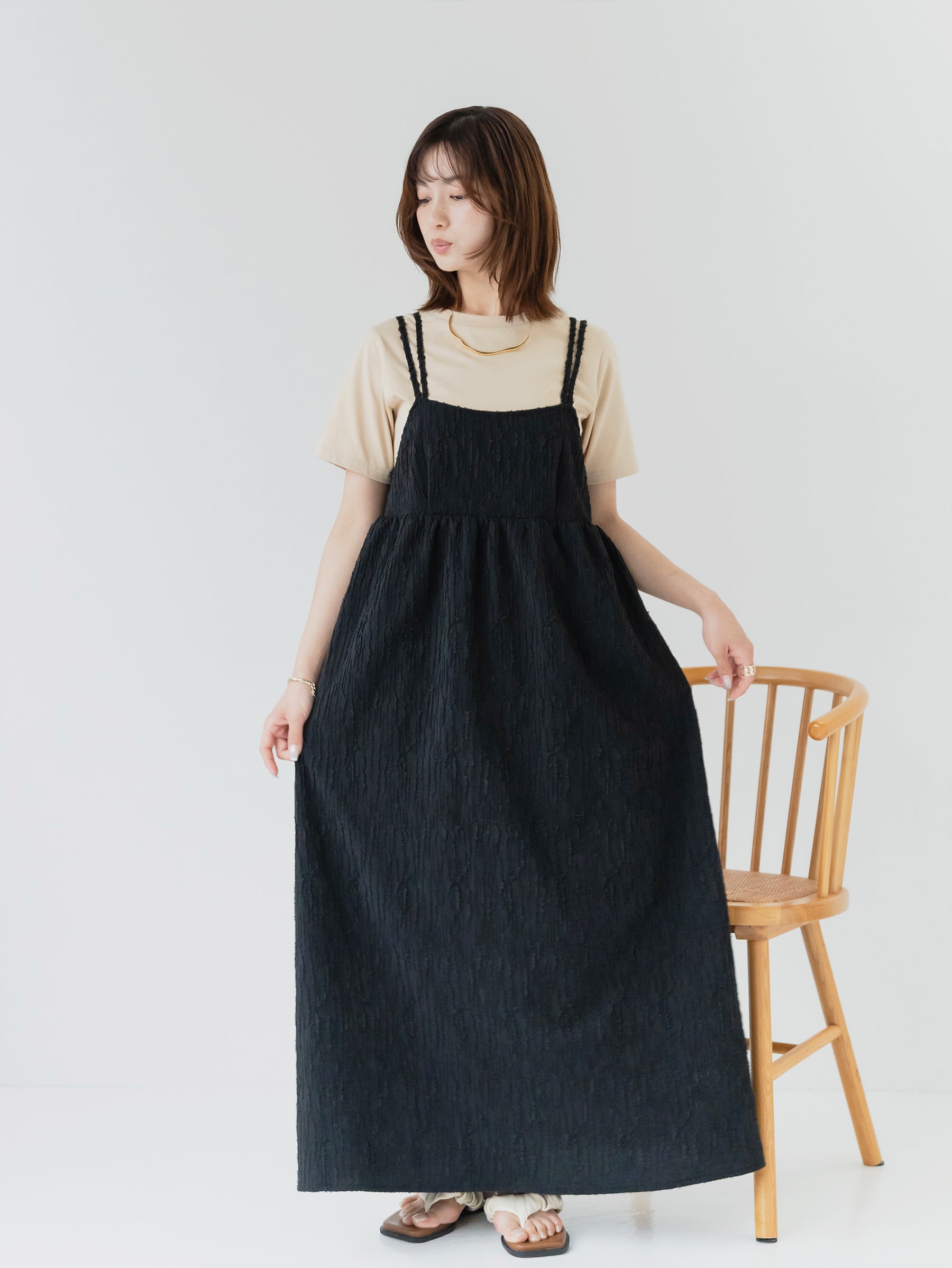 crinkle texture cami dress