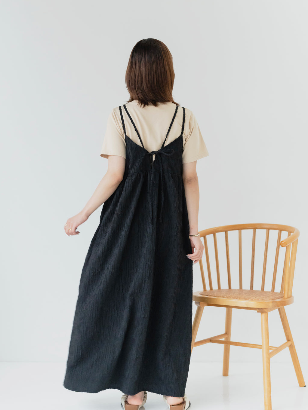 crinkle texture cami dress