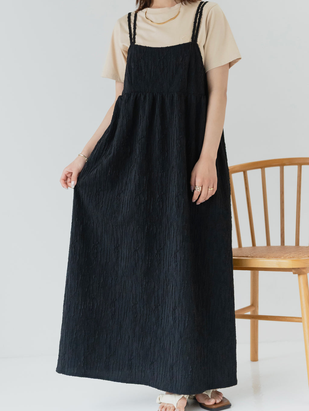 crinkle texture cami dress