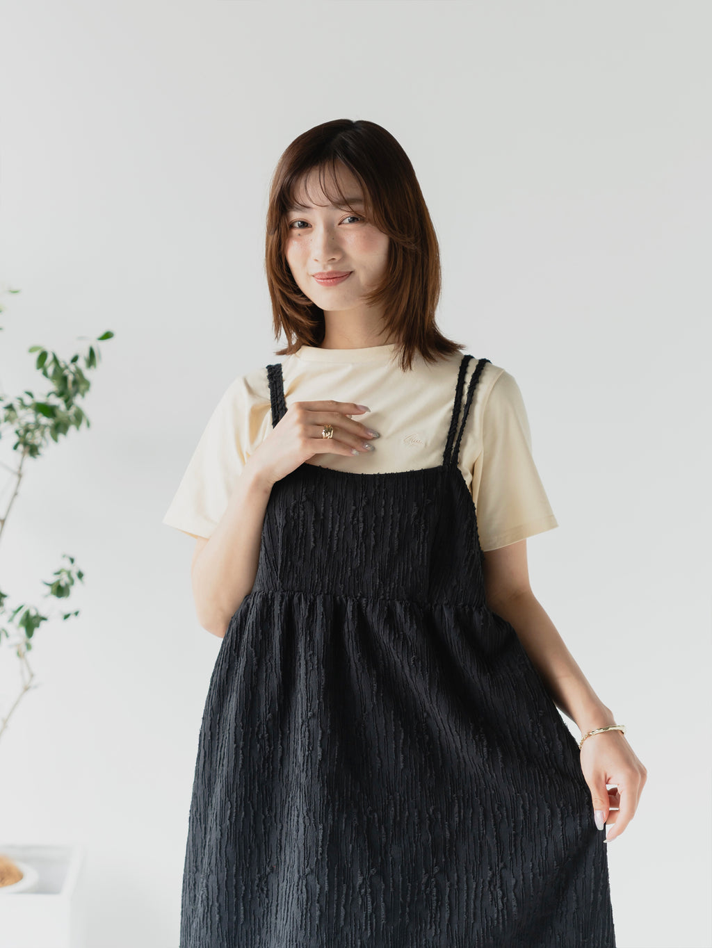 crinkle texture cami dress