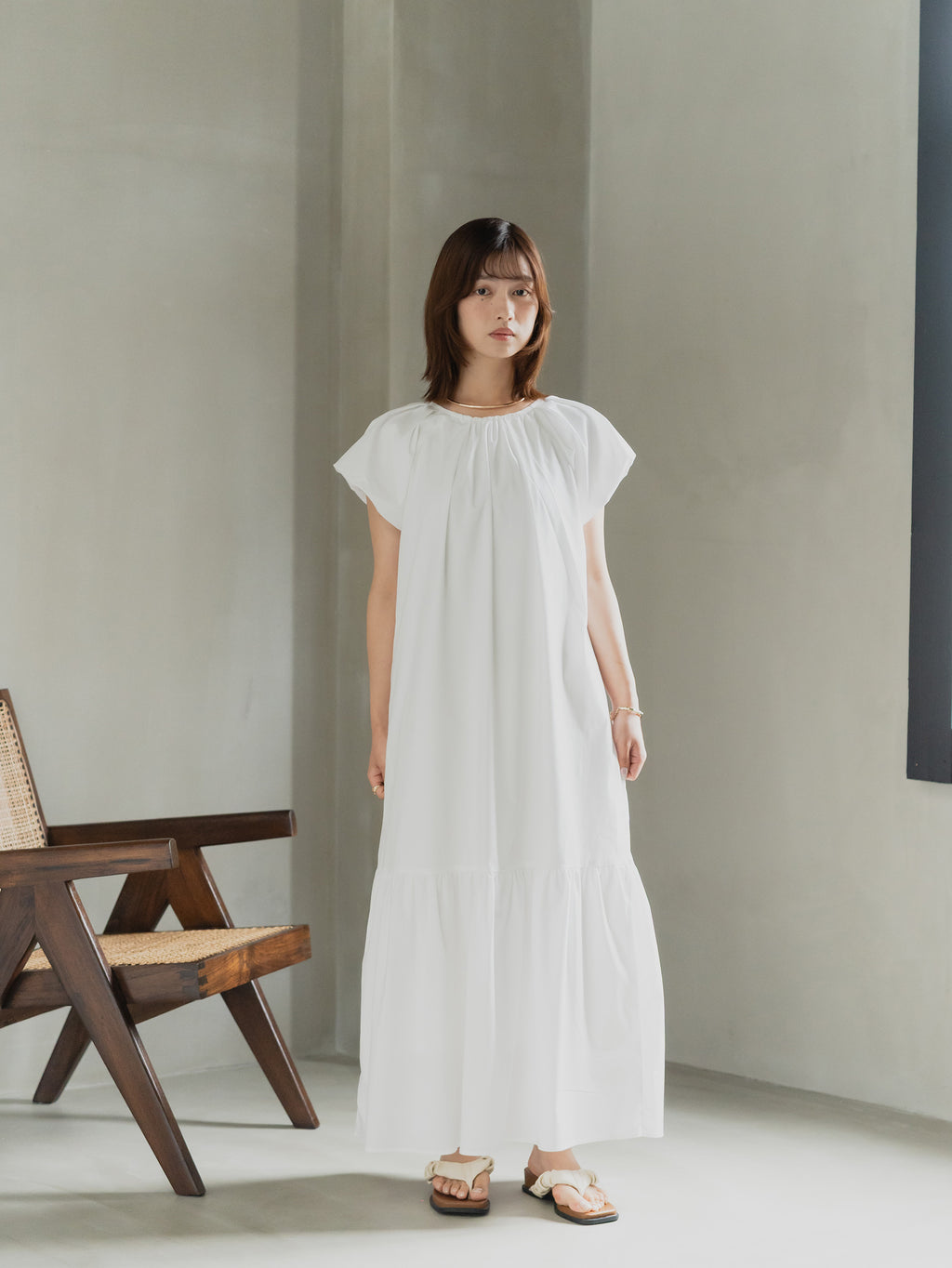 Back Ribbon Frill Sleeve Dress