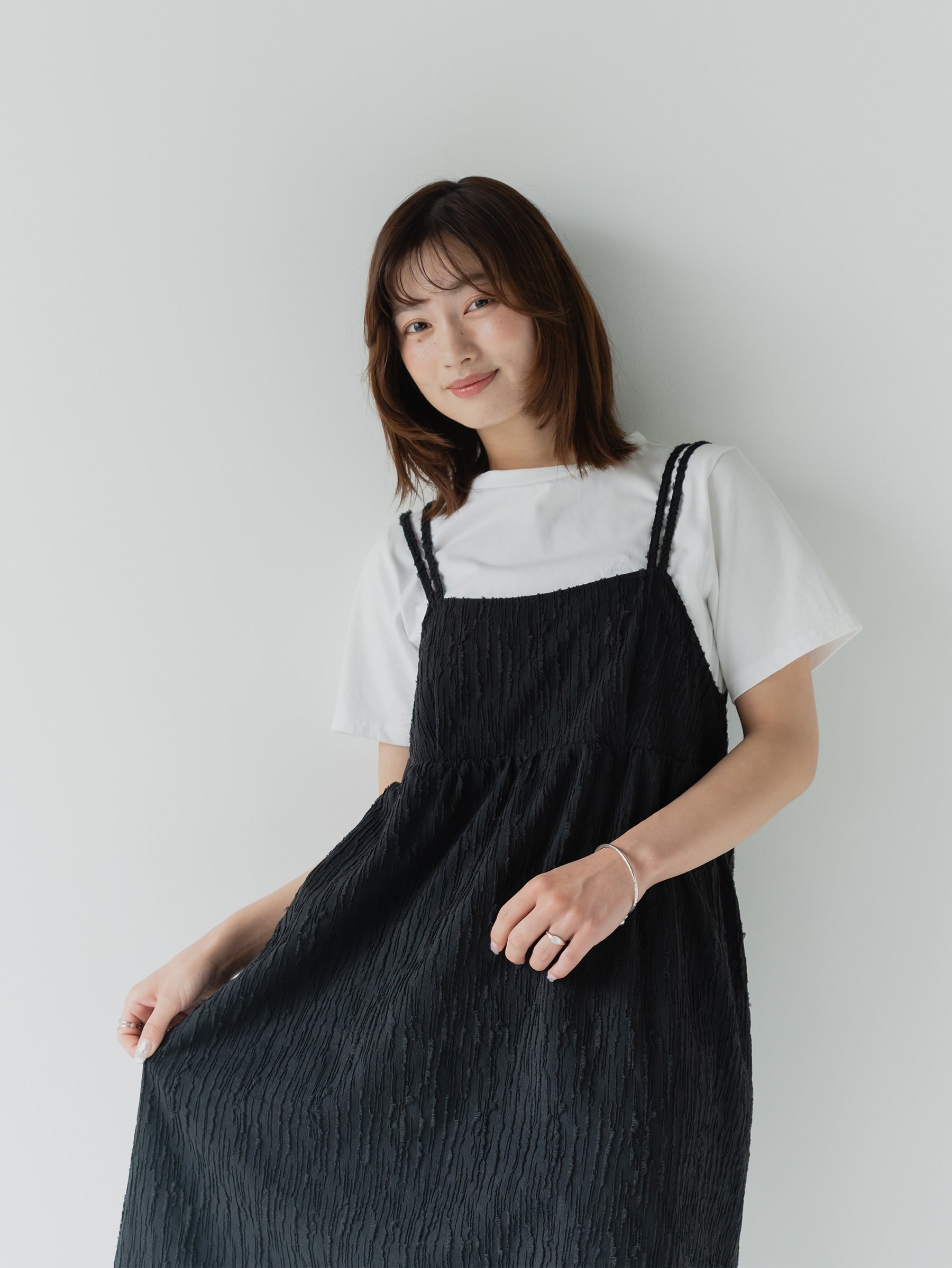 crinkle texture cami dress