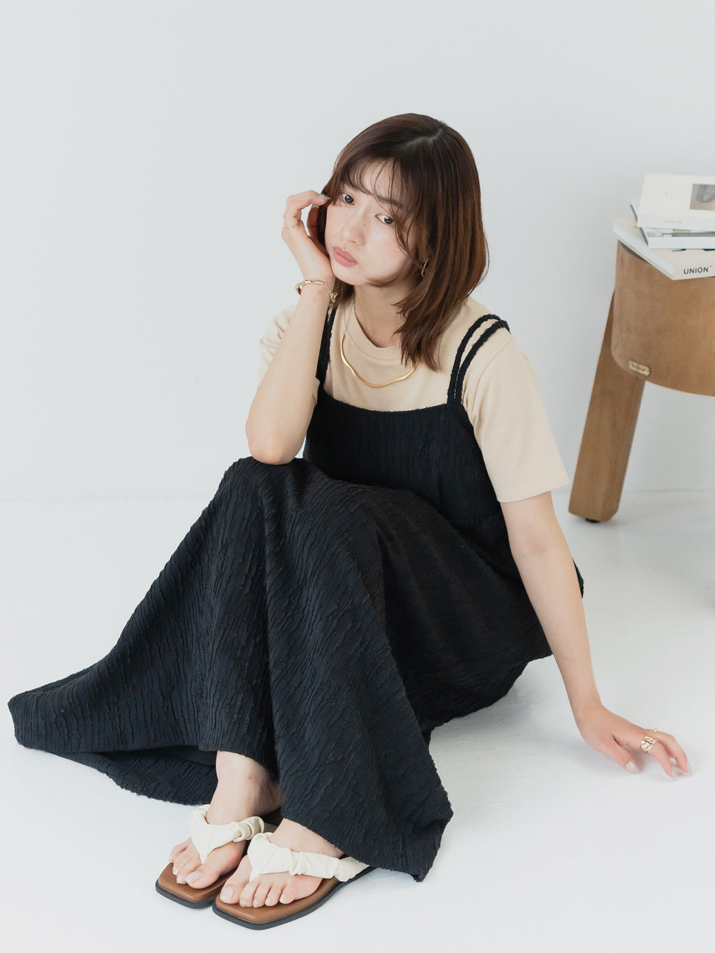 crinkle texture cami dress