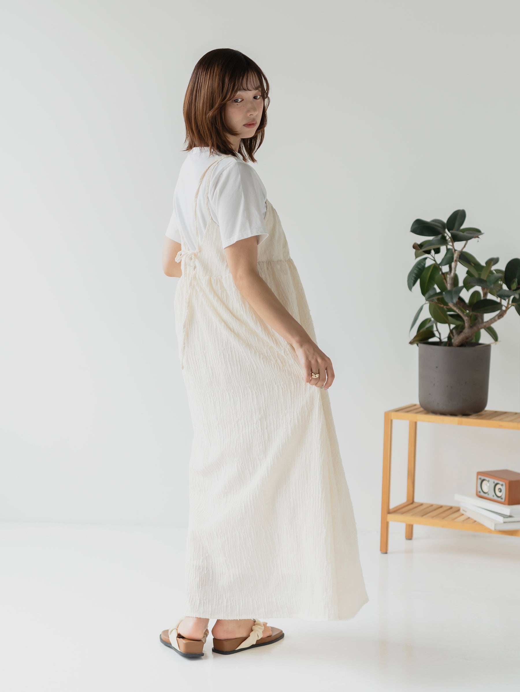 crinkle texture cami dress