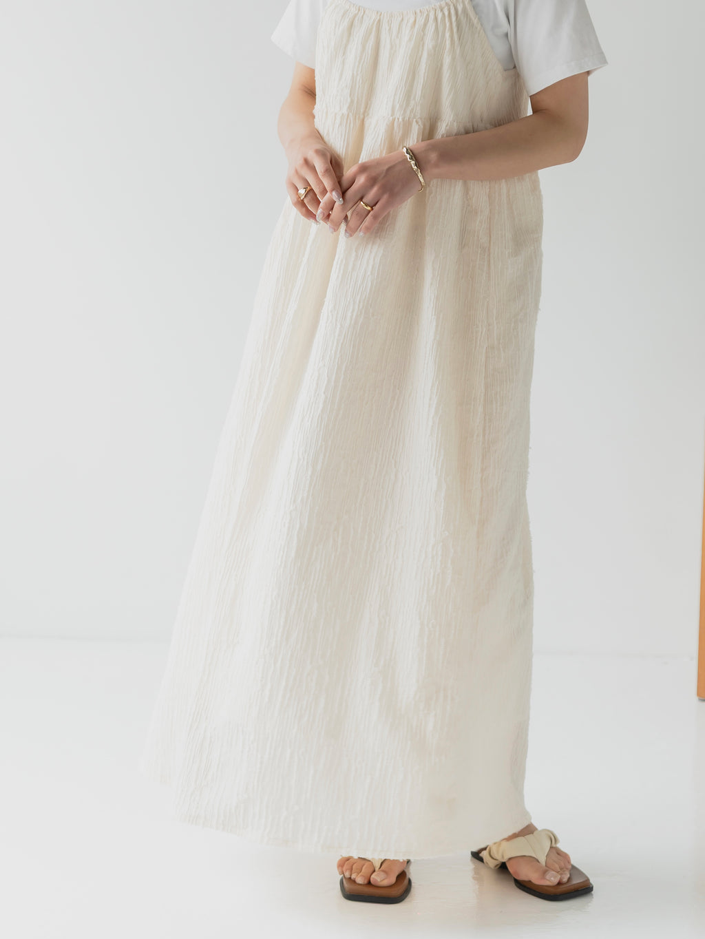 crinkle texture cami dress