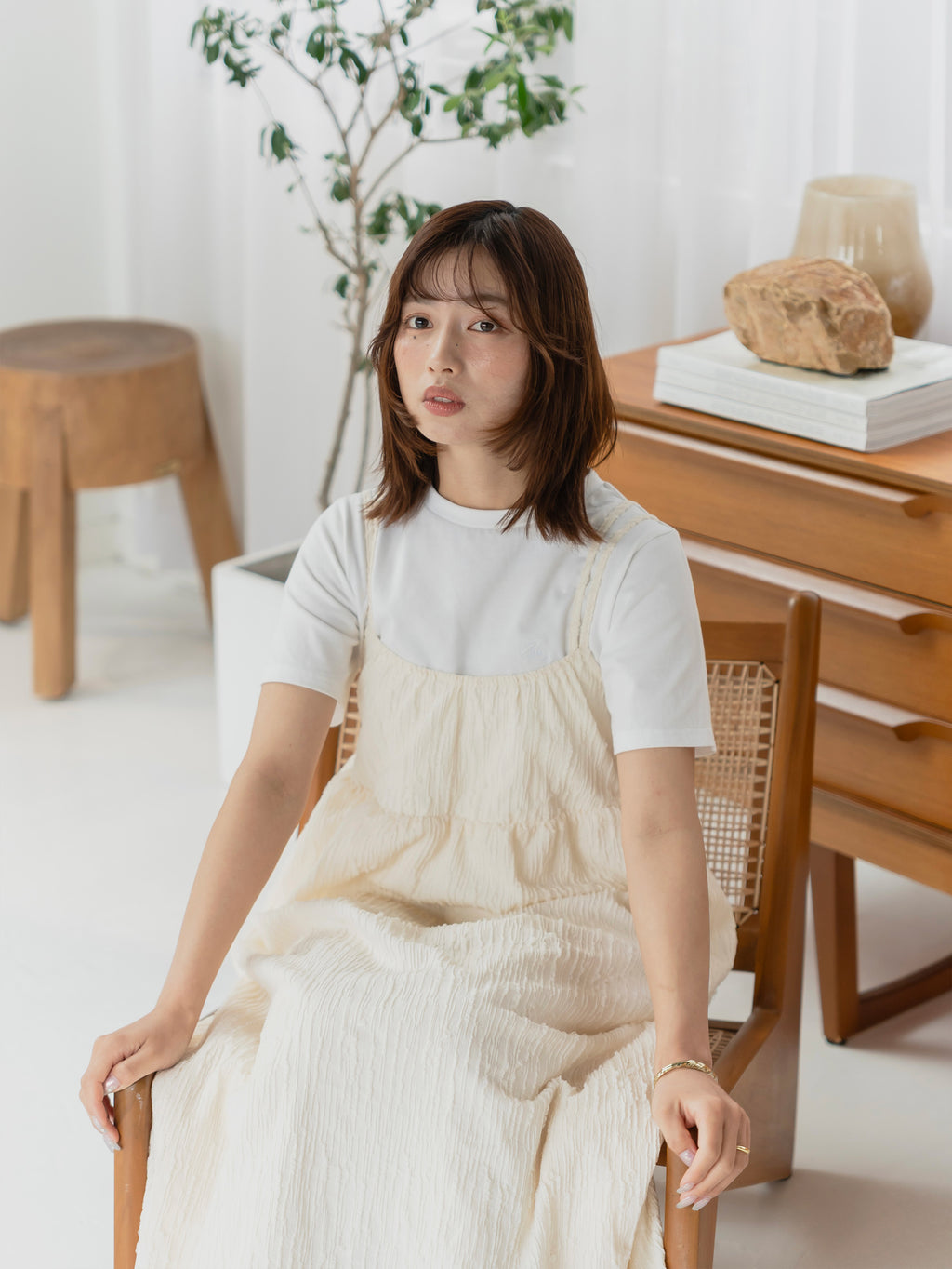 crinkle texture cami dress