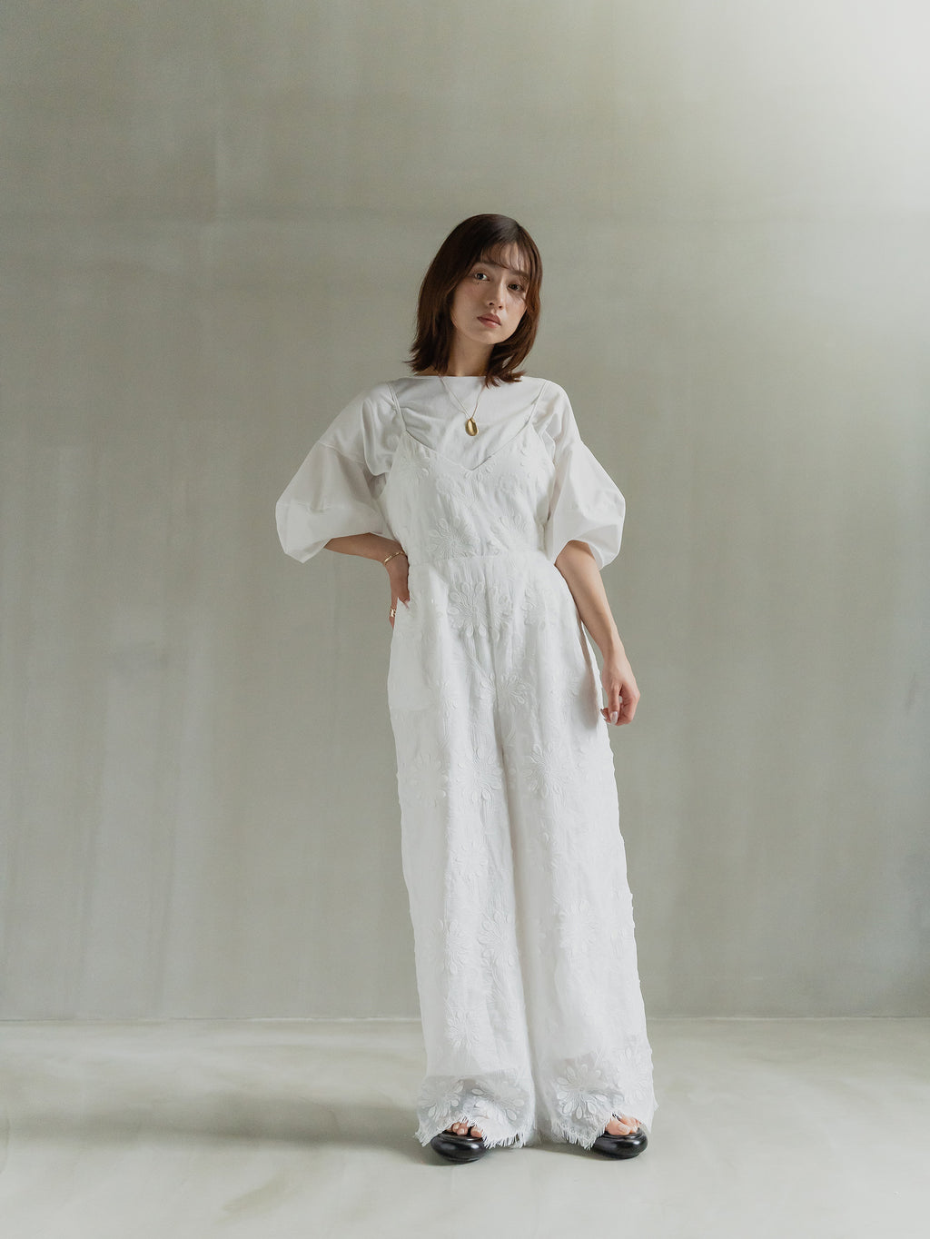 Floral Embroidered Wide Leg Salopette
