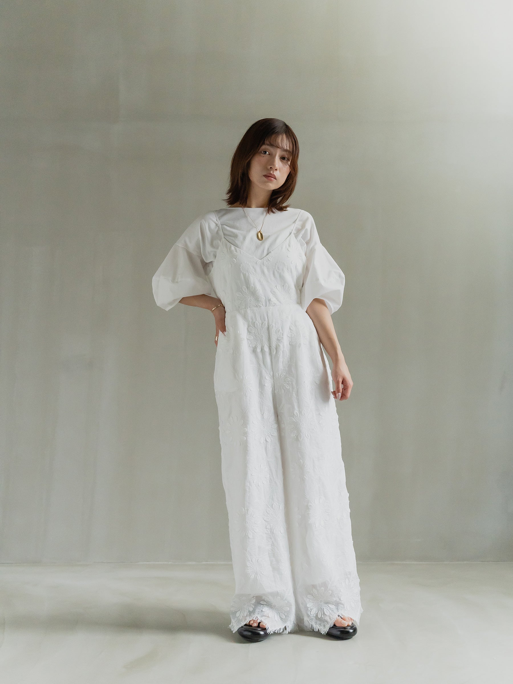 Floral Embroidered Wide Leg Salopette