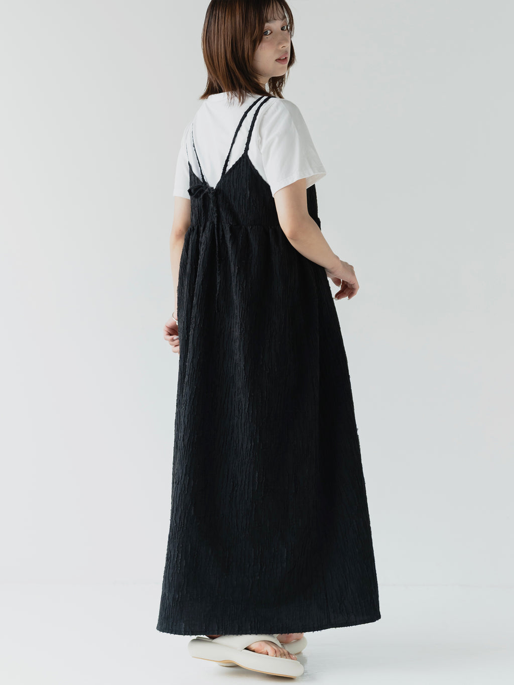 crinkle texture cami dress