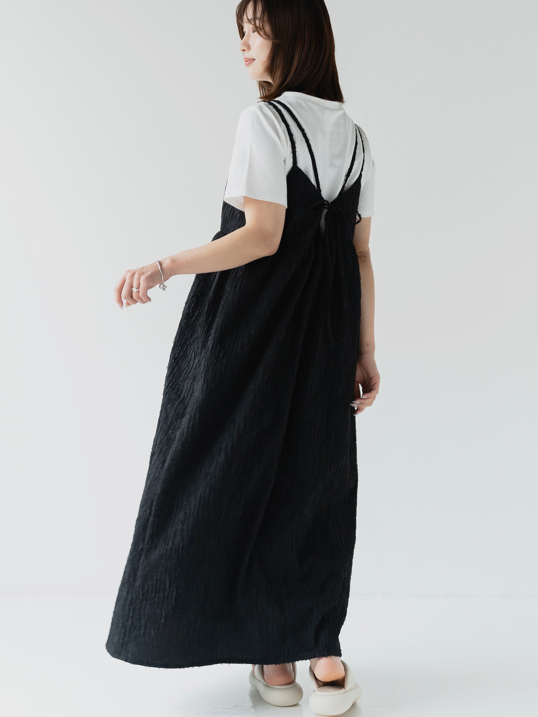 crinkle texture cami dress