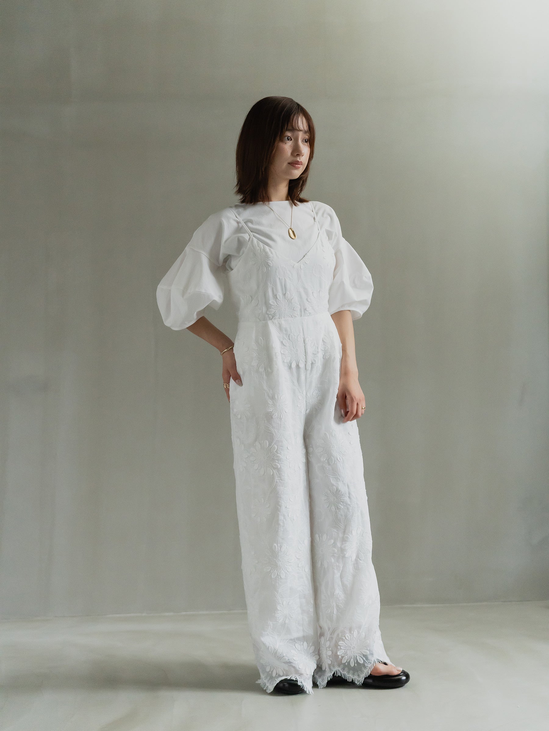 Floral Embroidered Wide Leg Salopette