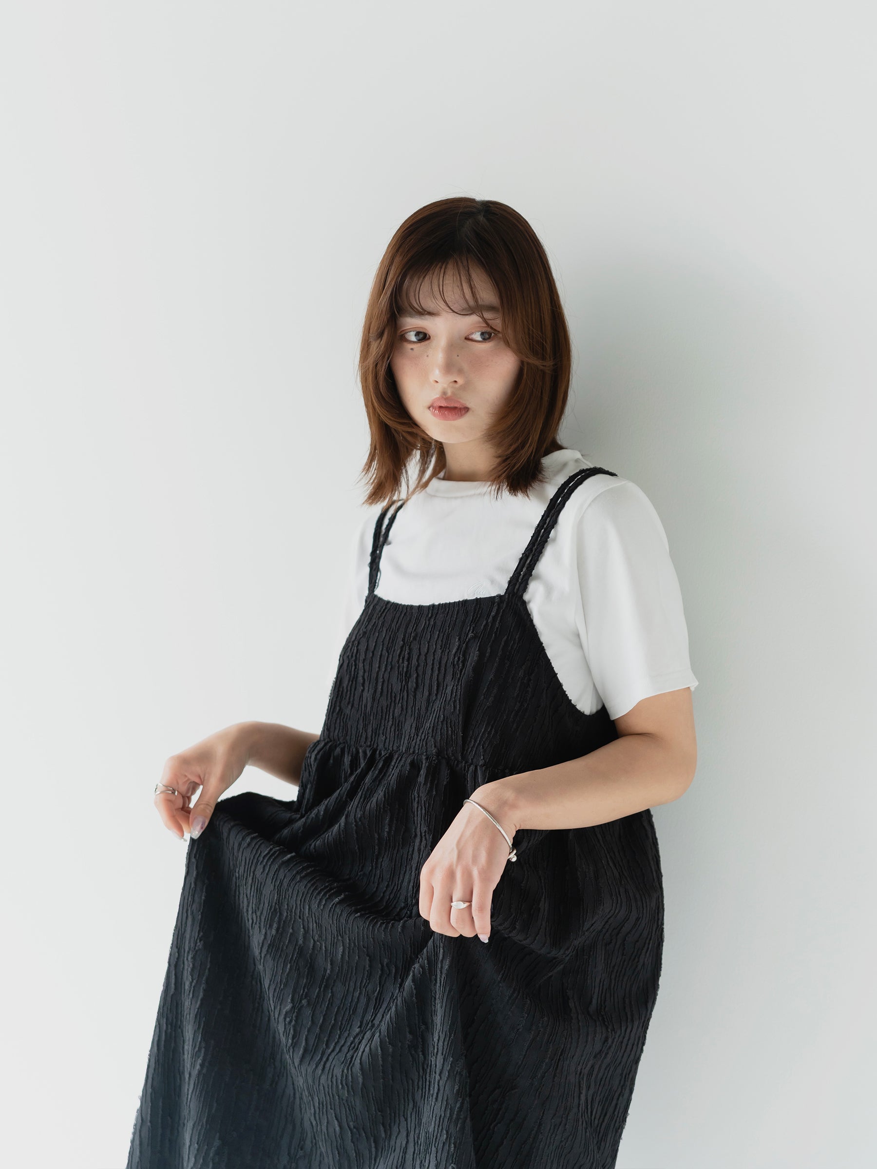 crinkle texture cami dress