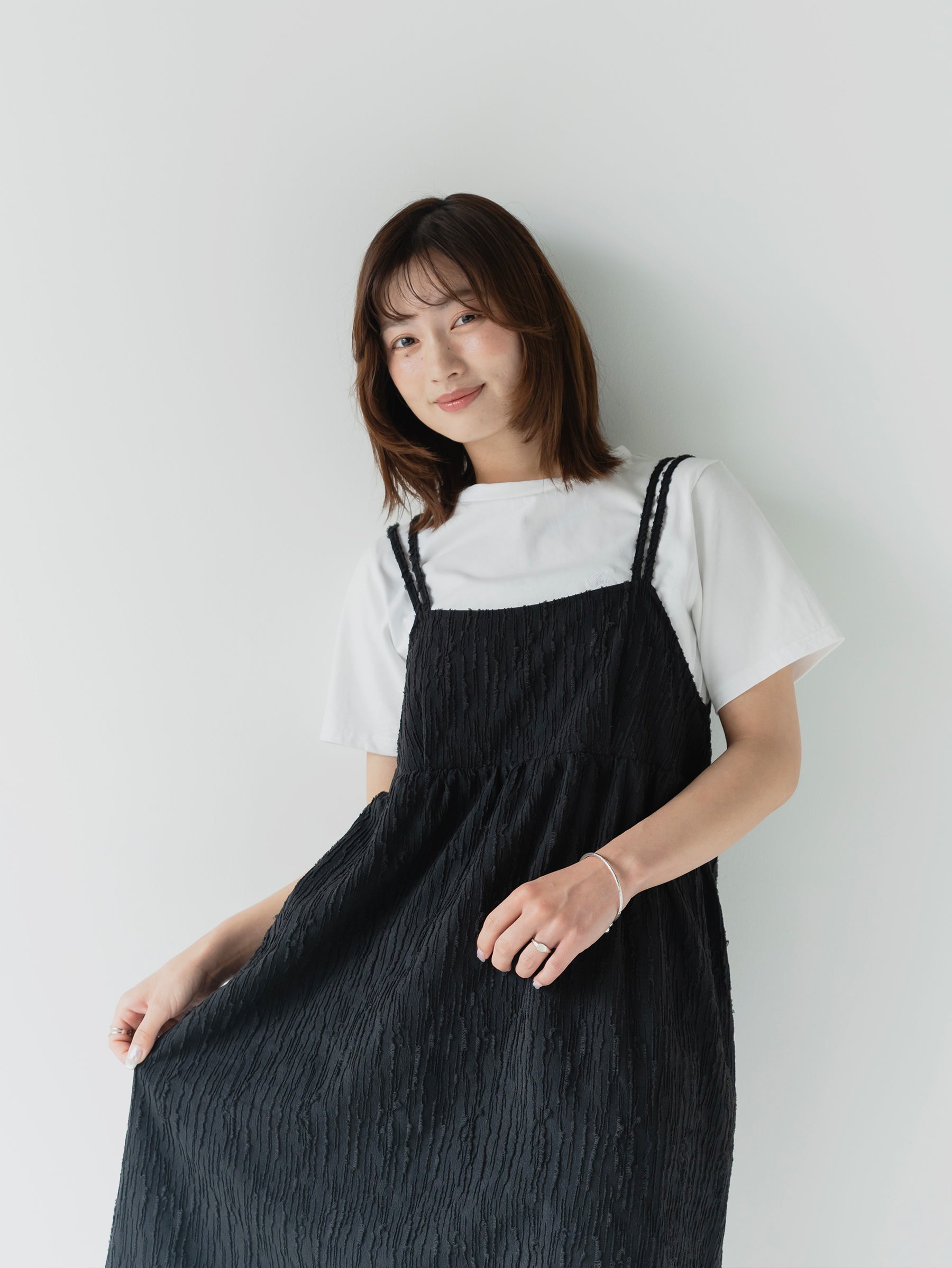 crinkle texture cami dress