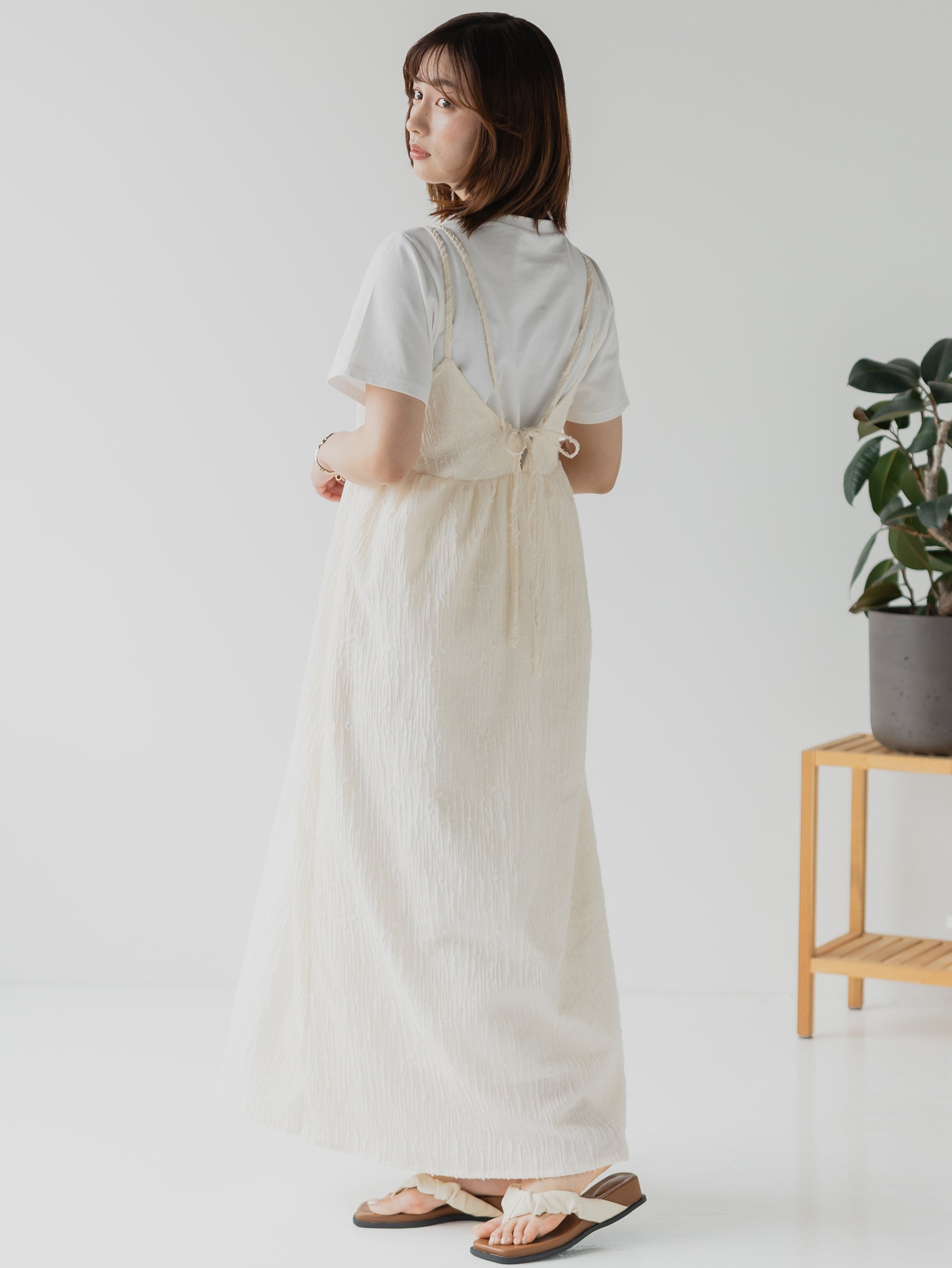 crinkle texture cami dress