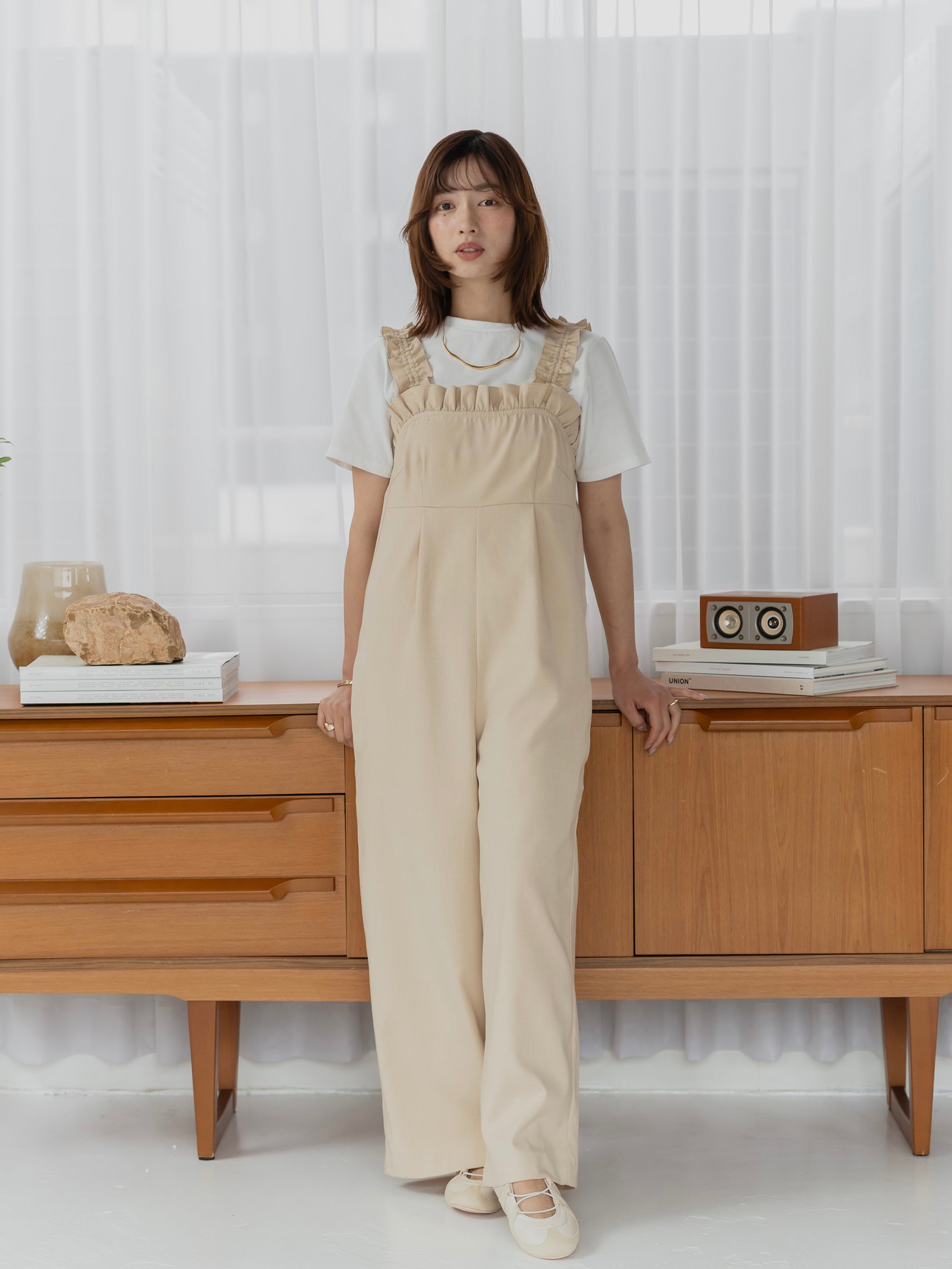 Frill Strap Wide Leg Salopette