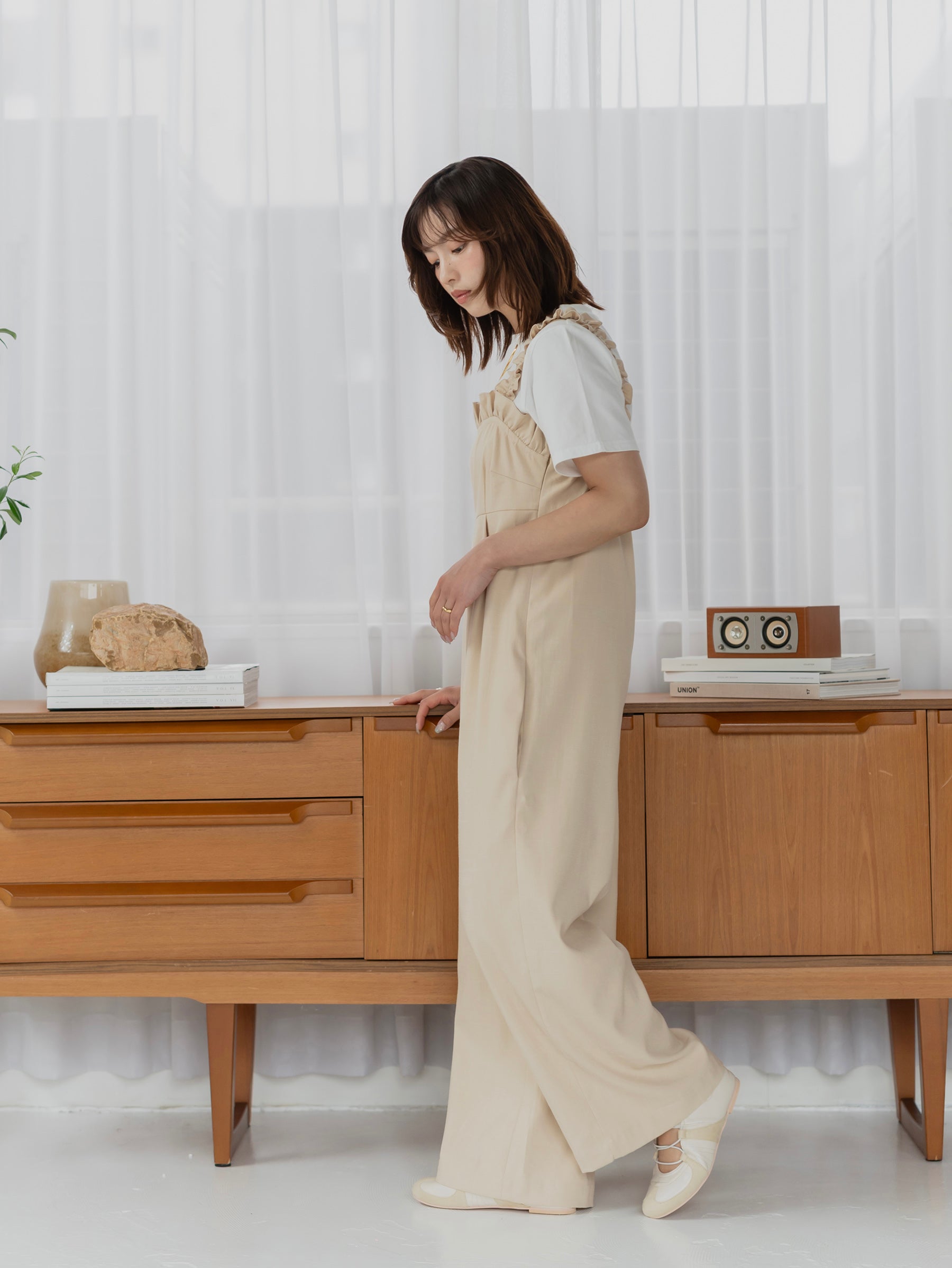 Frill Strap Wide Leg Salopette