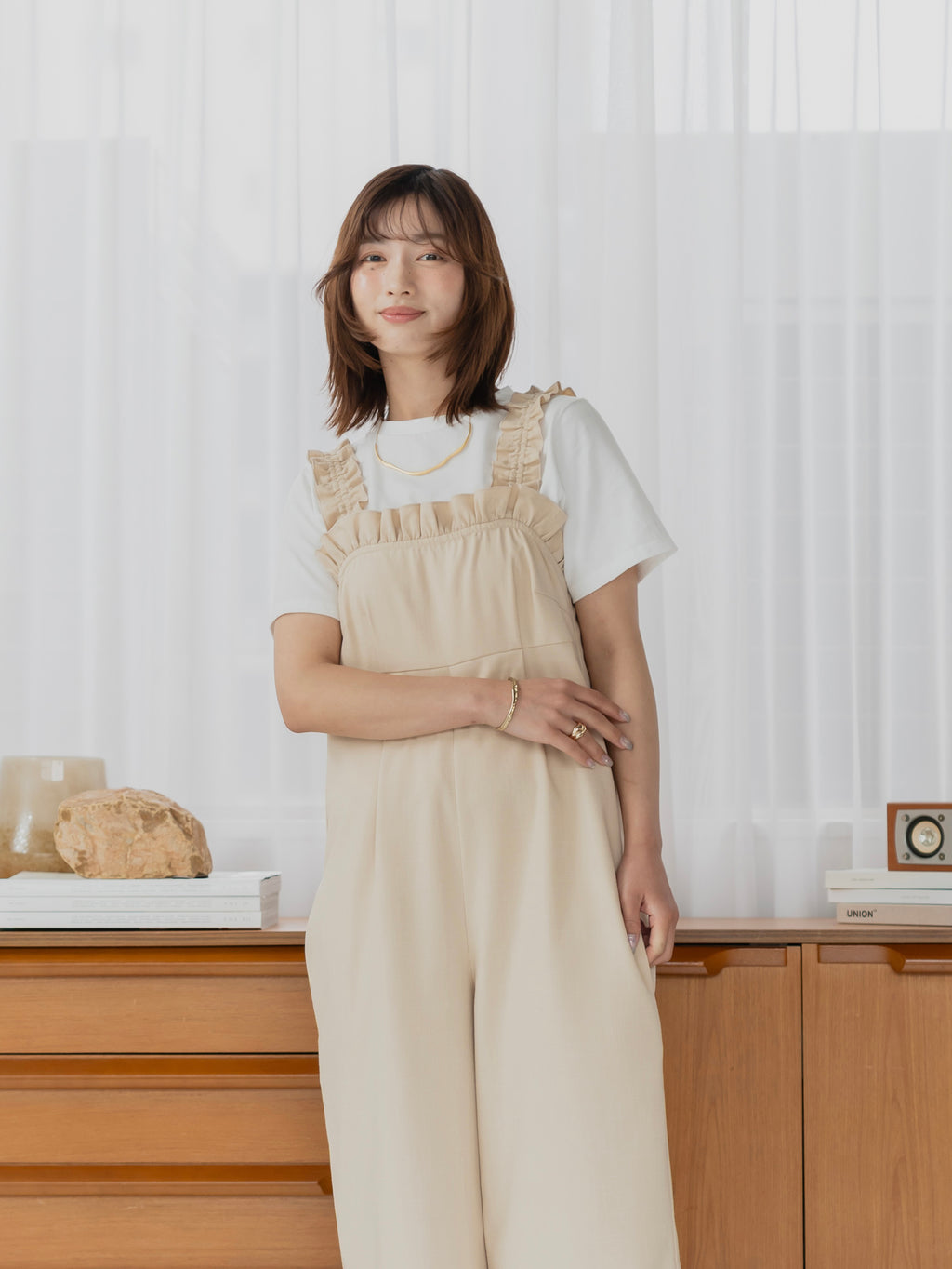 Frill Strap Wide Leg Salopette