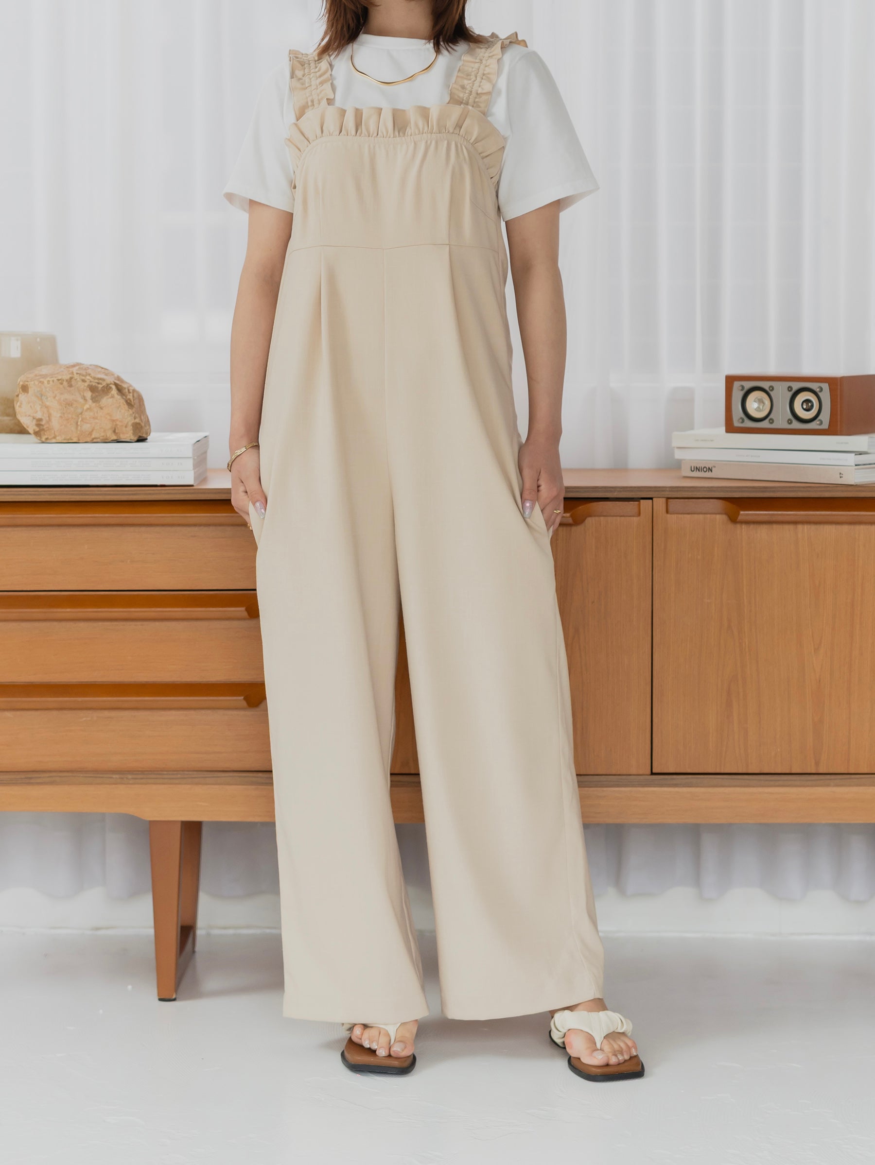 Frill Strap Wide Leg Salopette