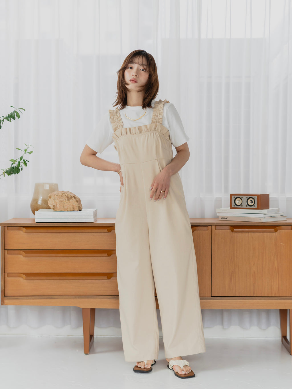 Frill Strap Wide Leg Salopette