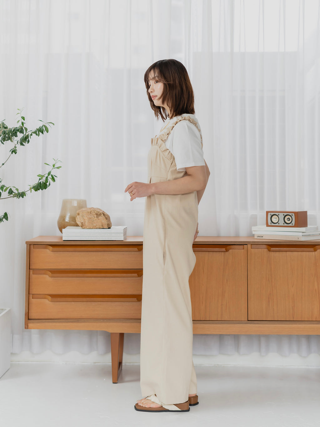 Frill Strap Wide Leg Salopette