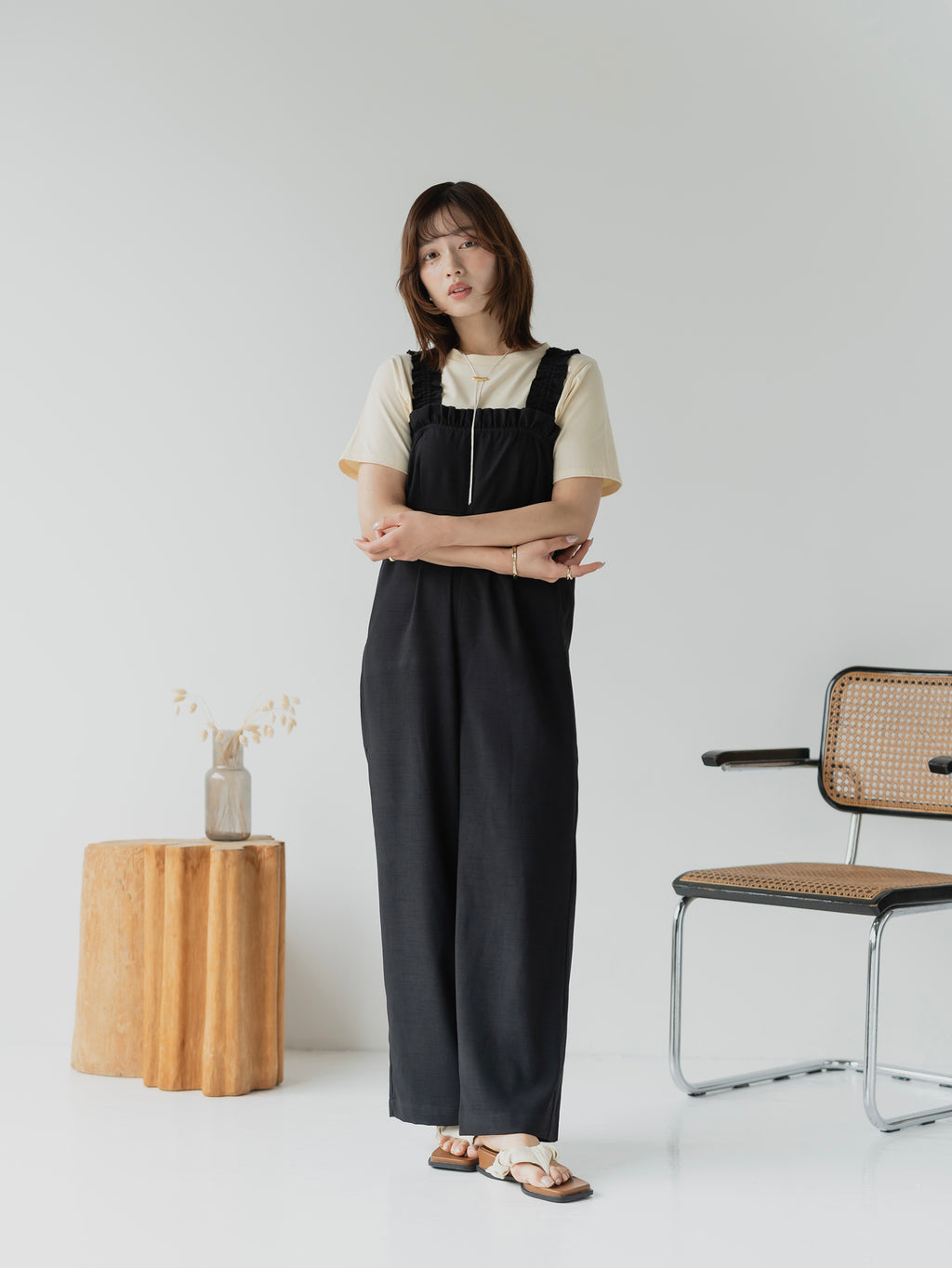 Frill Strap Wide Leg Salopette