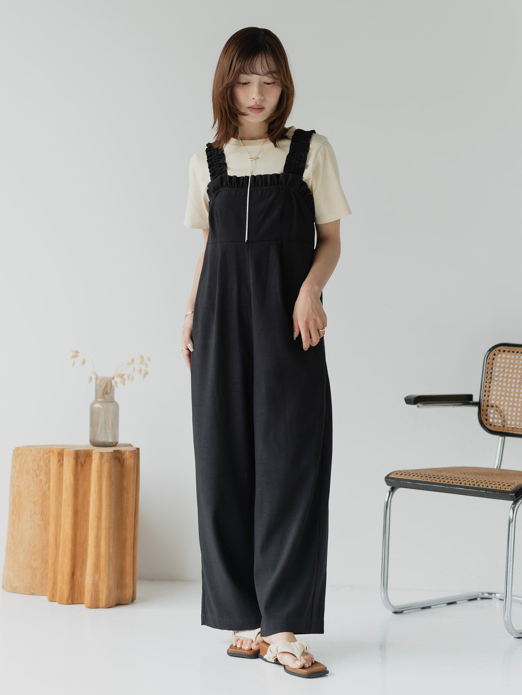 Frill Strap Wide Leg Salopette