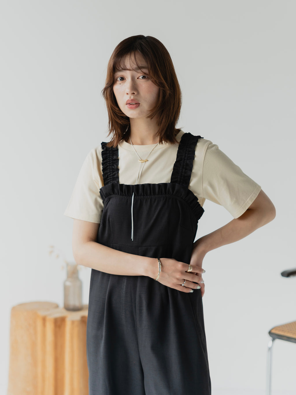 Frill Strap Wide Leg Salopette