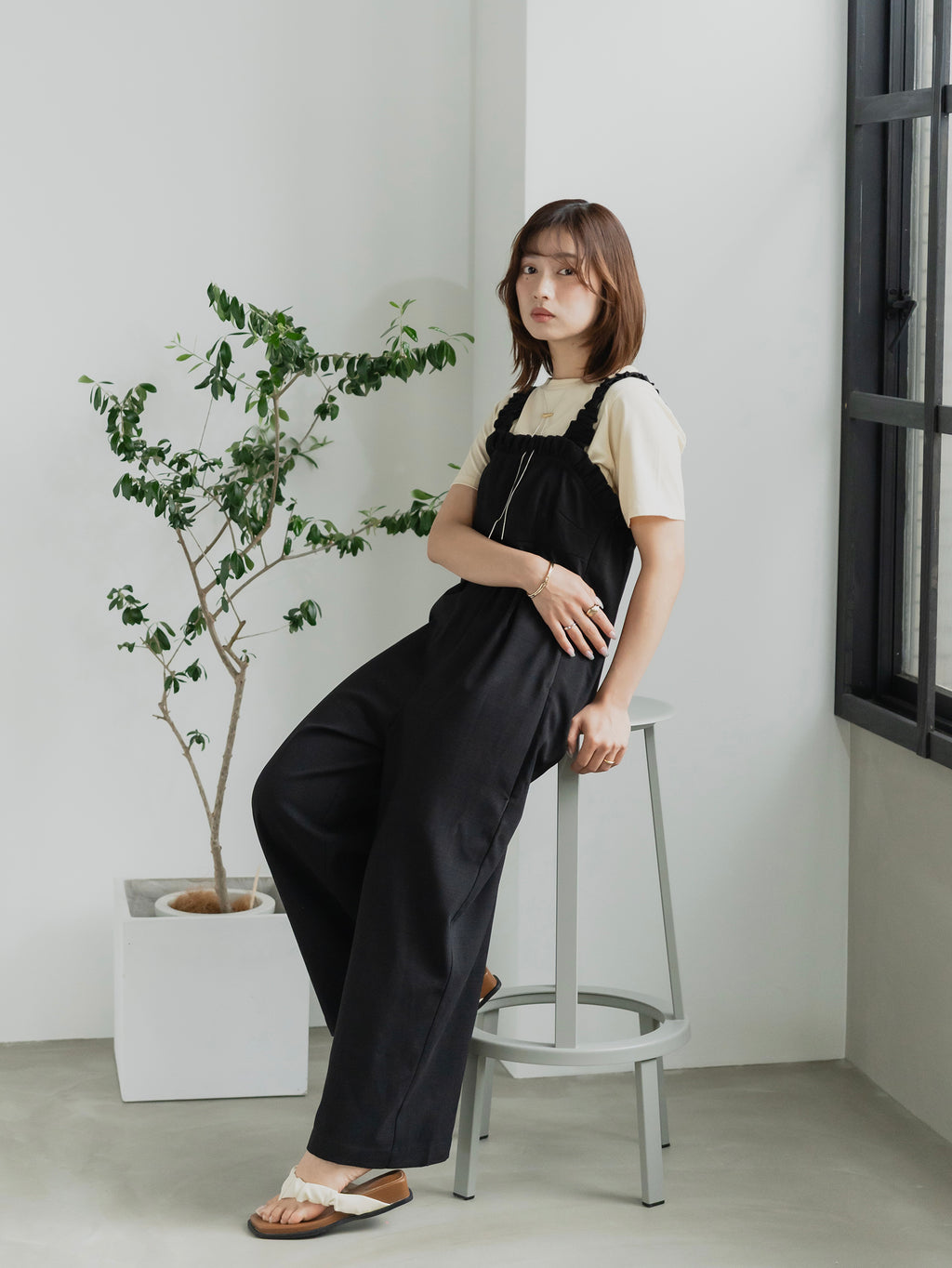Frill Strap Wide Leg Salopette