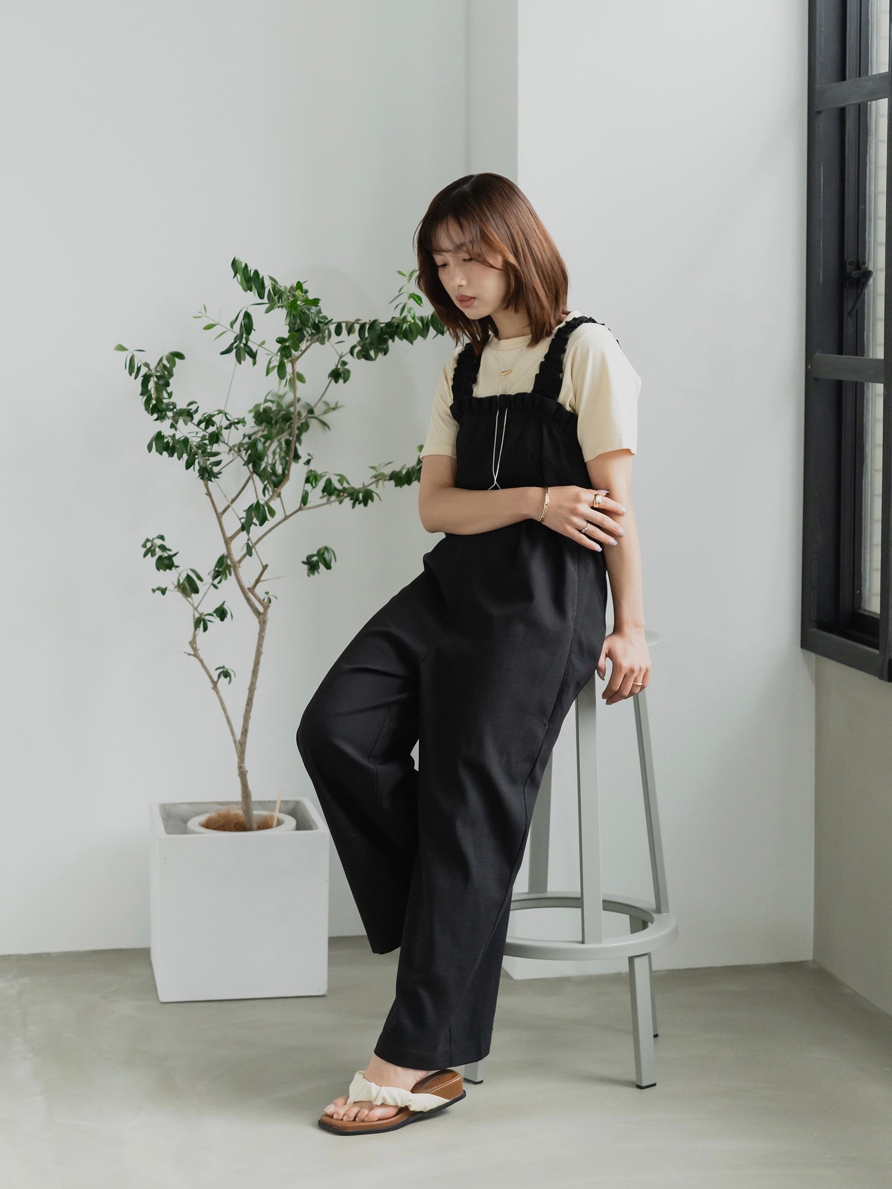 Frill Strap Wide Leg Salopette