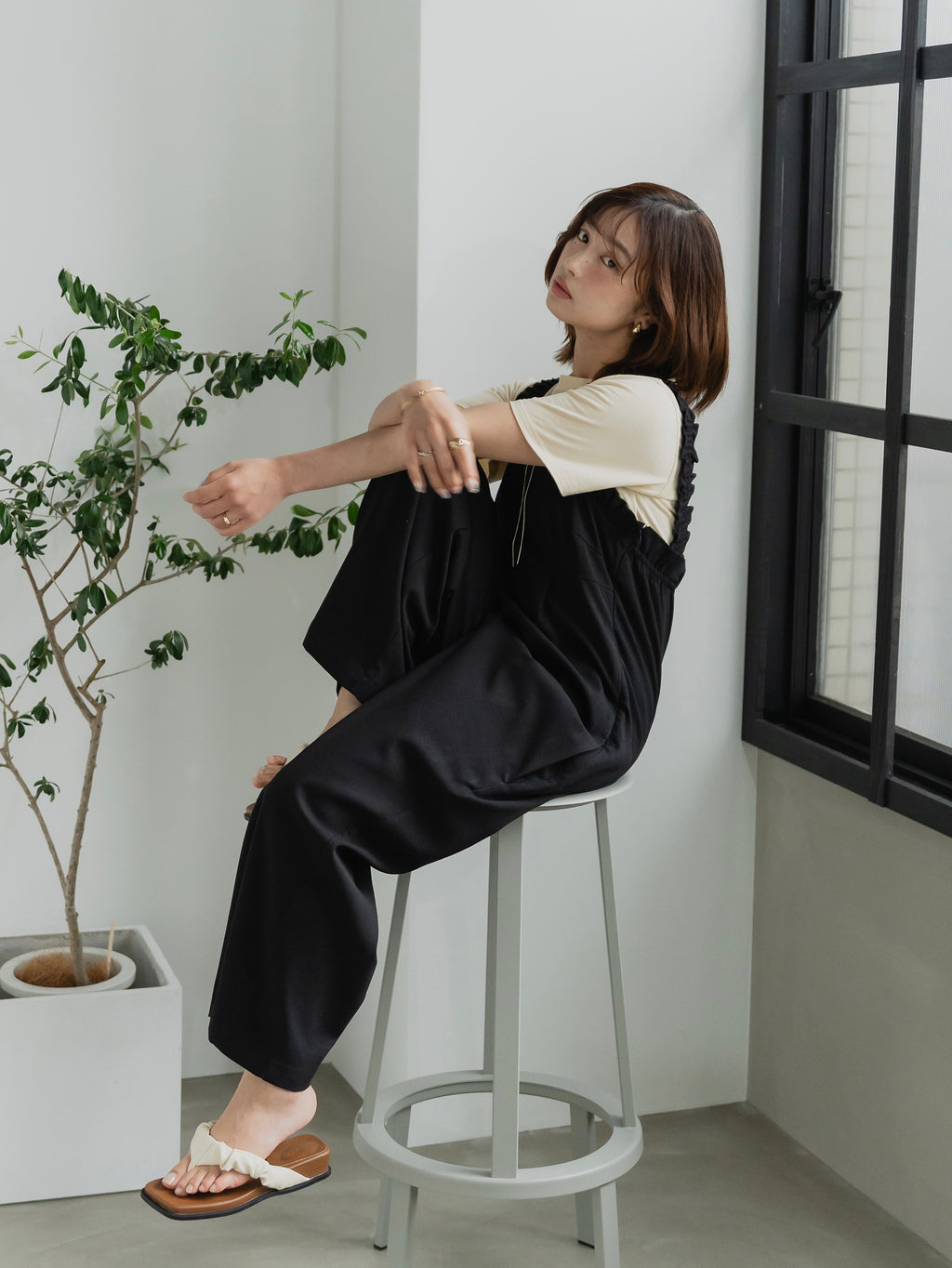 Frill Strap Wide Leg Salopette
