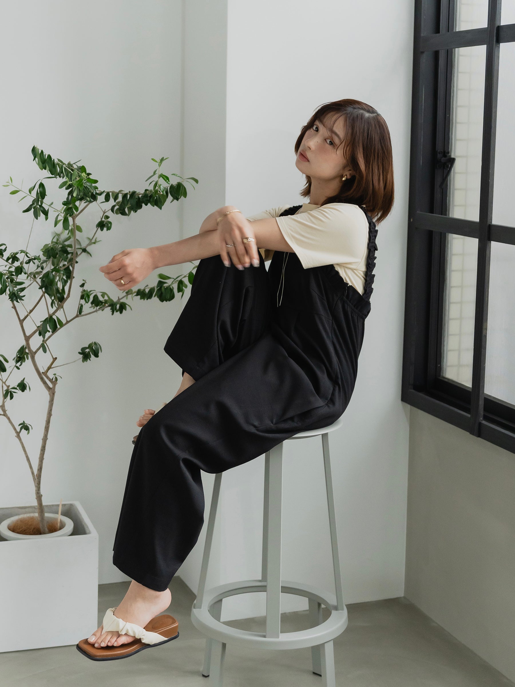 Frill Strap Wide Leg Salopette