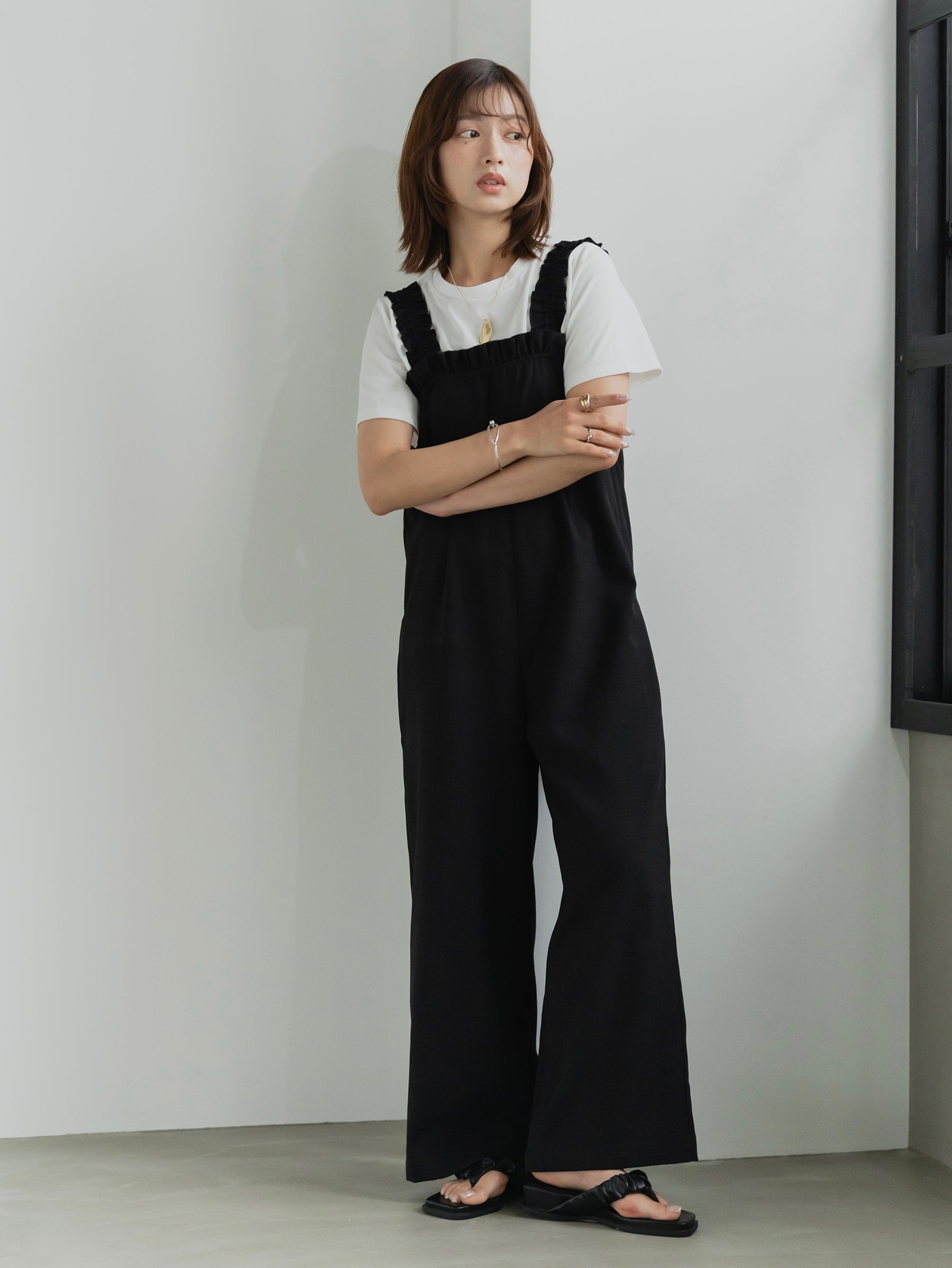 Frill Strap Wide Leg Salopette