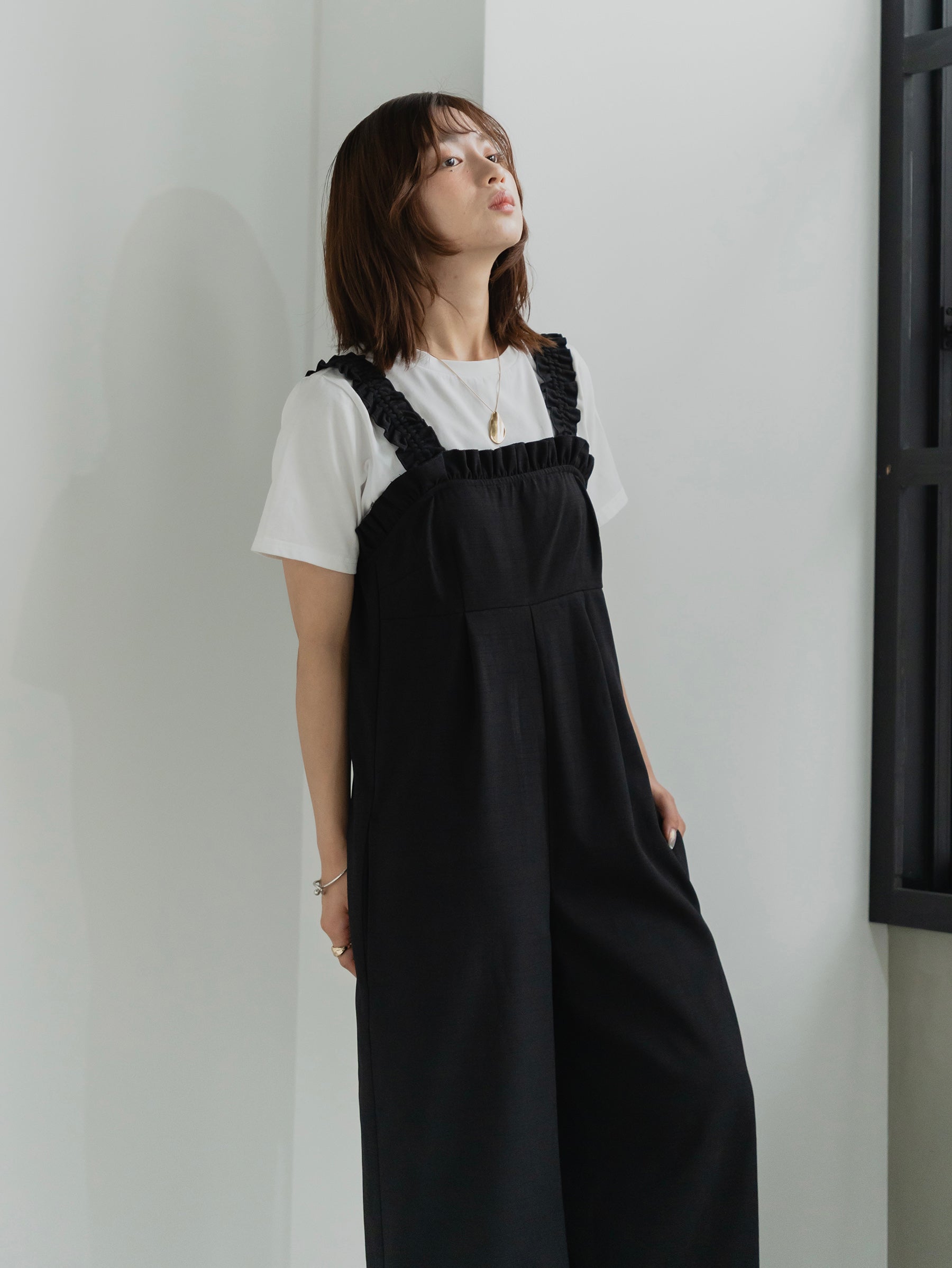 Frill Strap Wide Leg Salopette