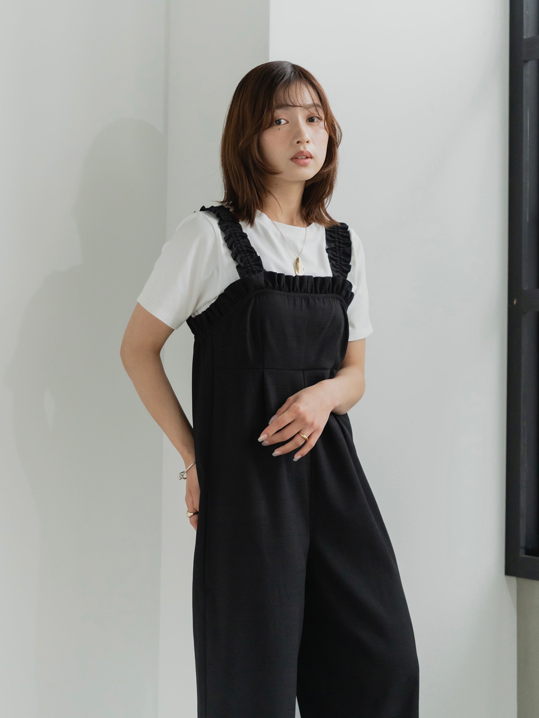 Frill Strap Wide Leg Salopette