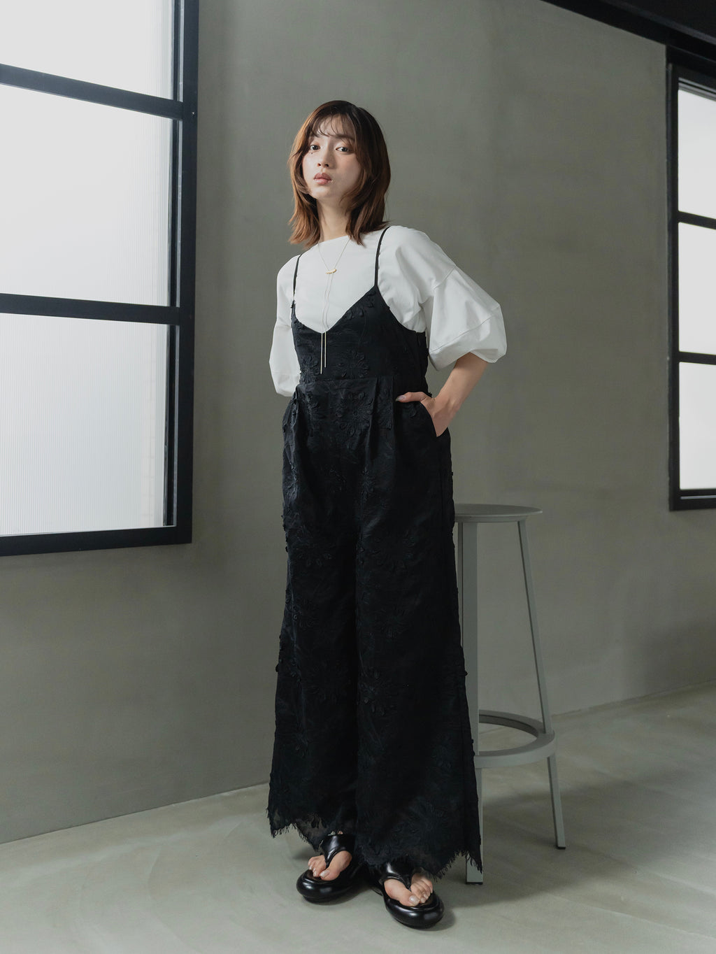 Floral Embroidered Wide Leg Salopette