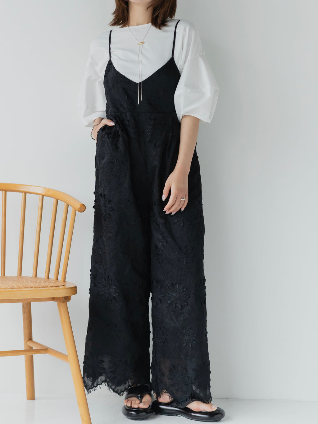 Floral Embroidered Wide Leg Salopette