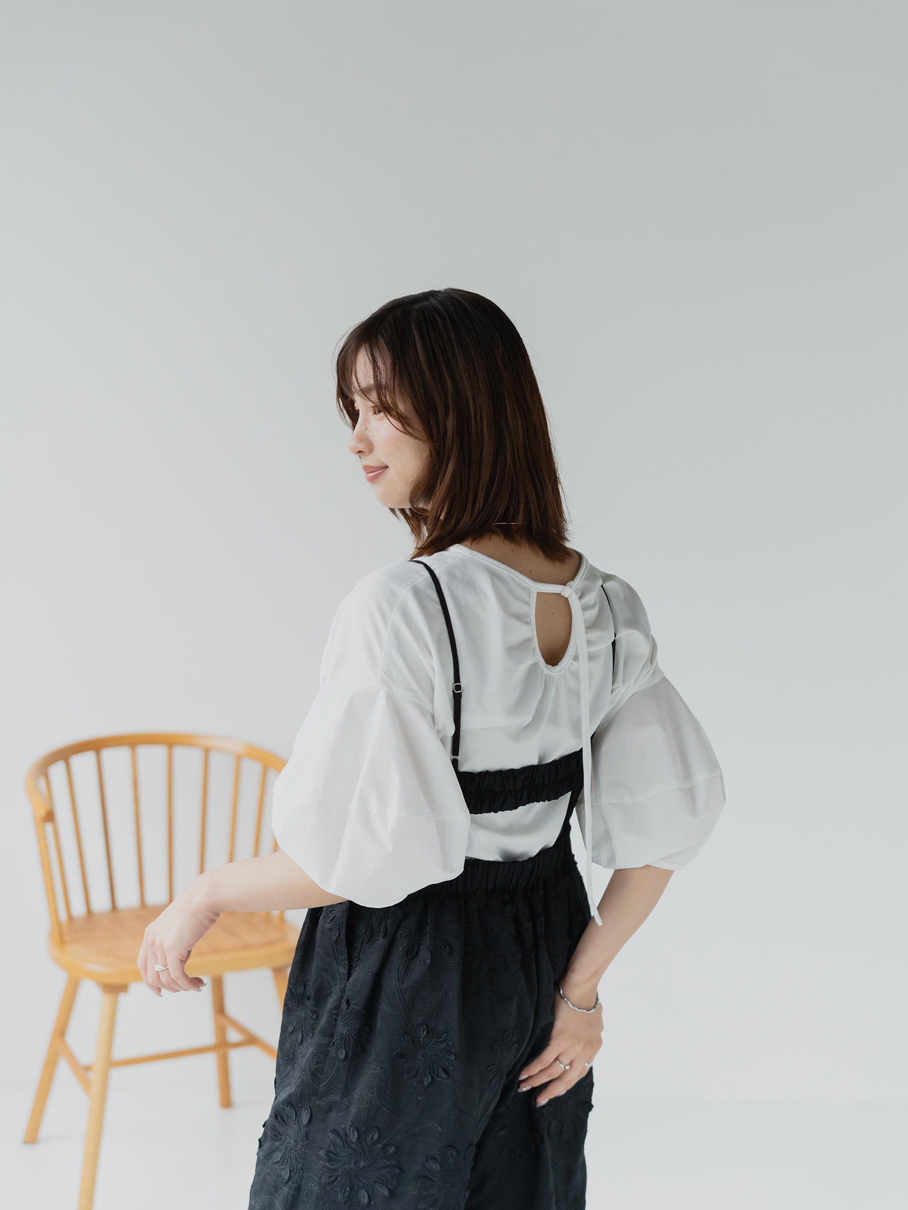 Back Tie Balloon Sleeve Tee