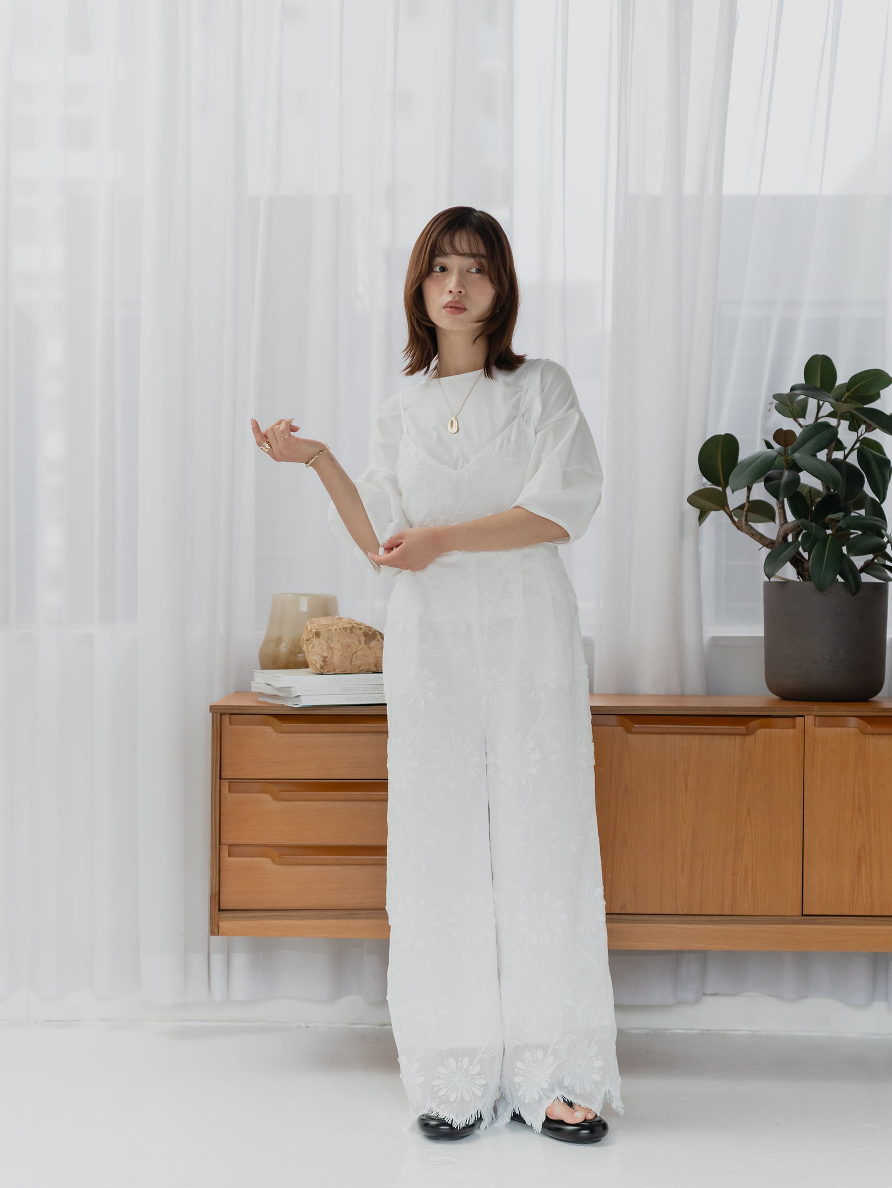 Floral Embroidered Wide Leg Salopette