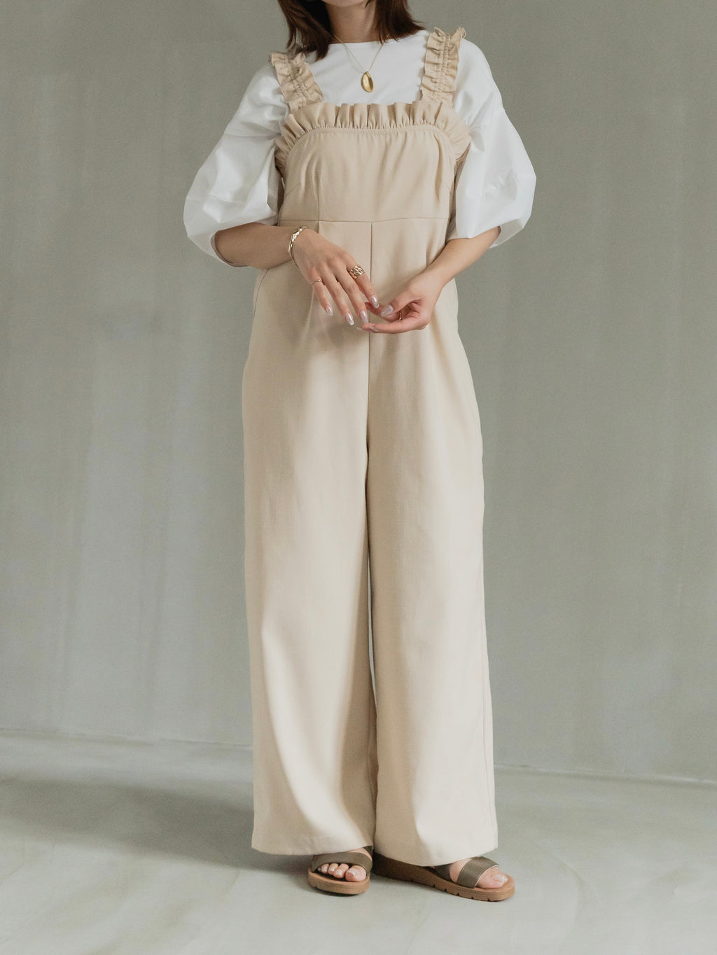 Frill Strap Wide Leg Salopette