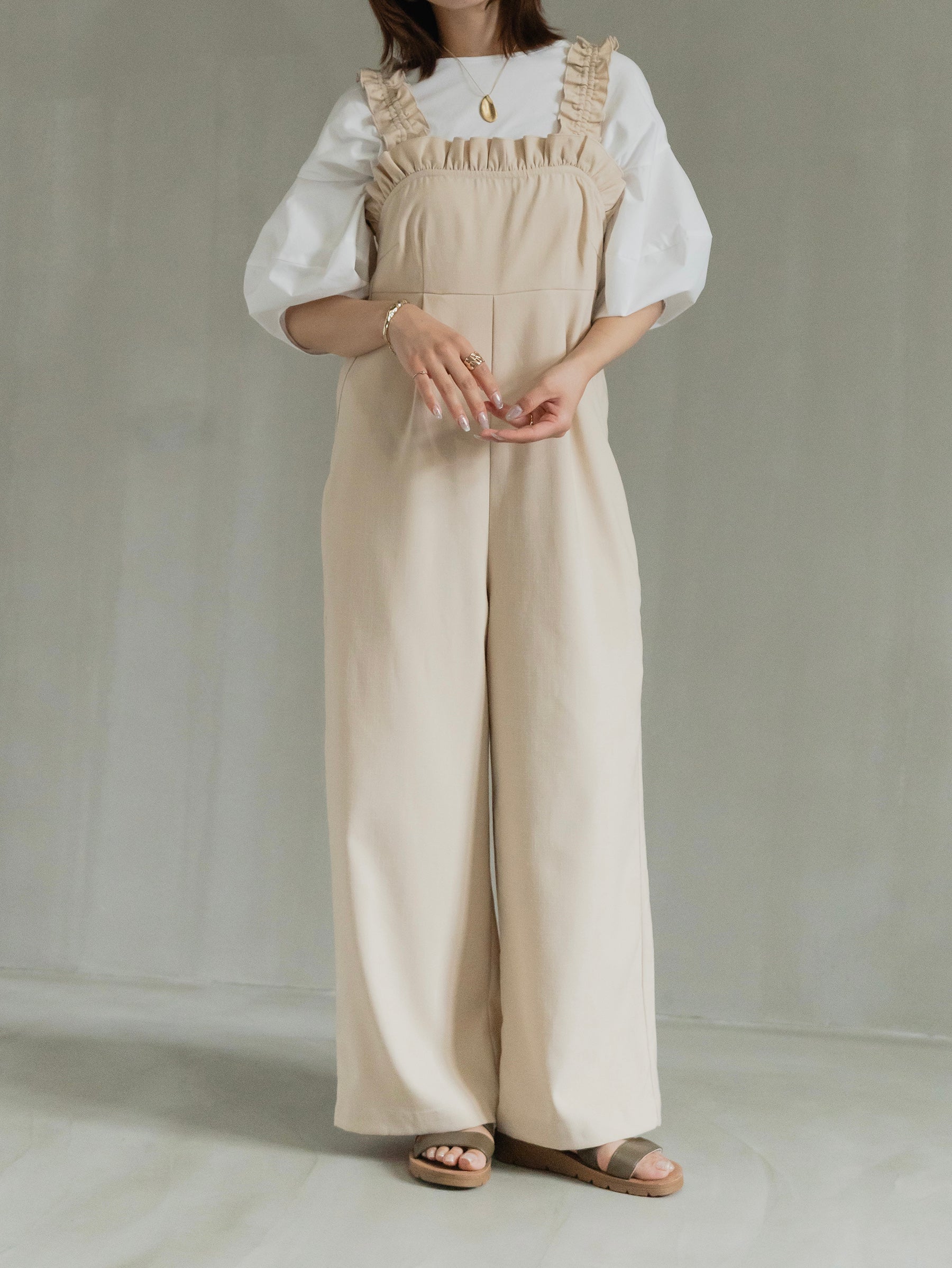 Frill Strap Wide Leg Salopette