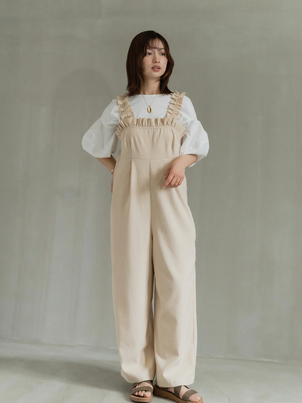 Frill Strap Wide Leg Salopette
