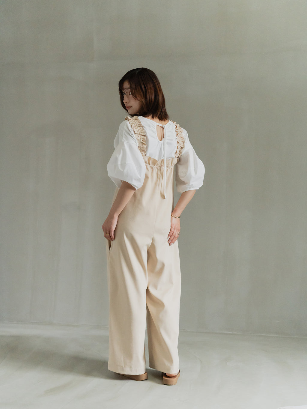 Back Tie Balloon Sleeve Tee