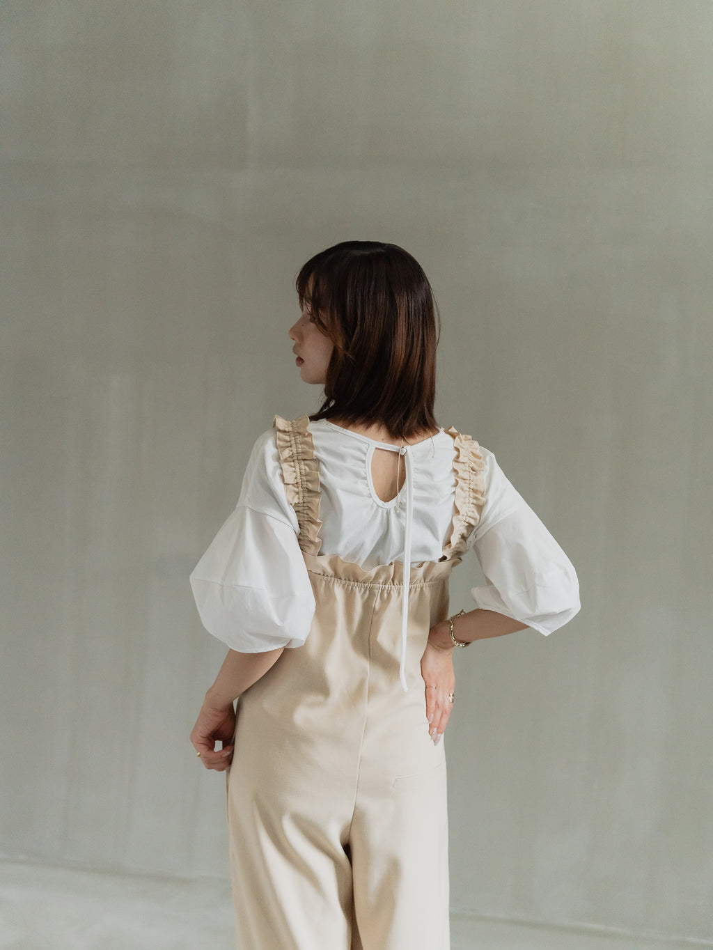 Back Tie Balloon Sleeve Tee