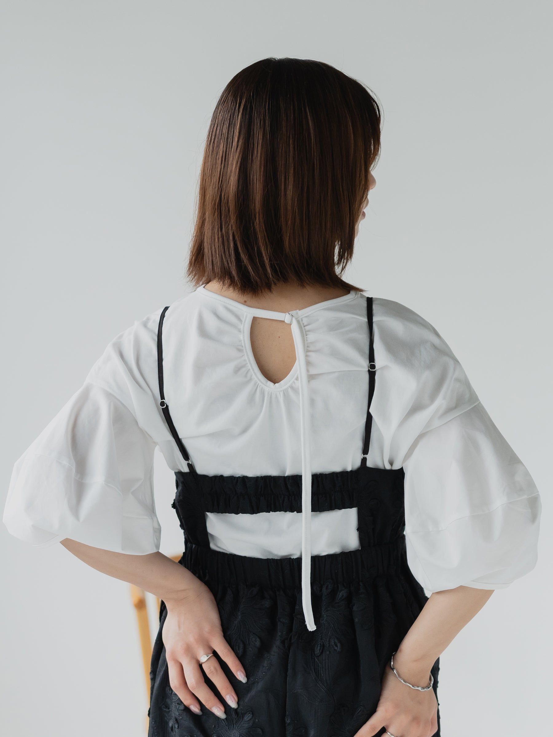 Back Tie Balloon Sleeve Tee