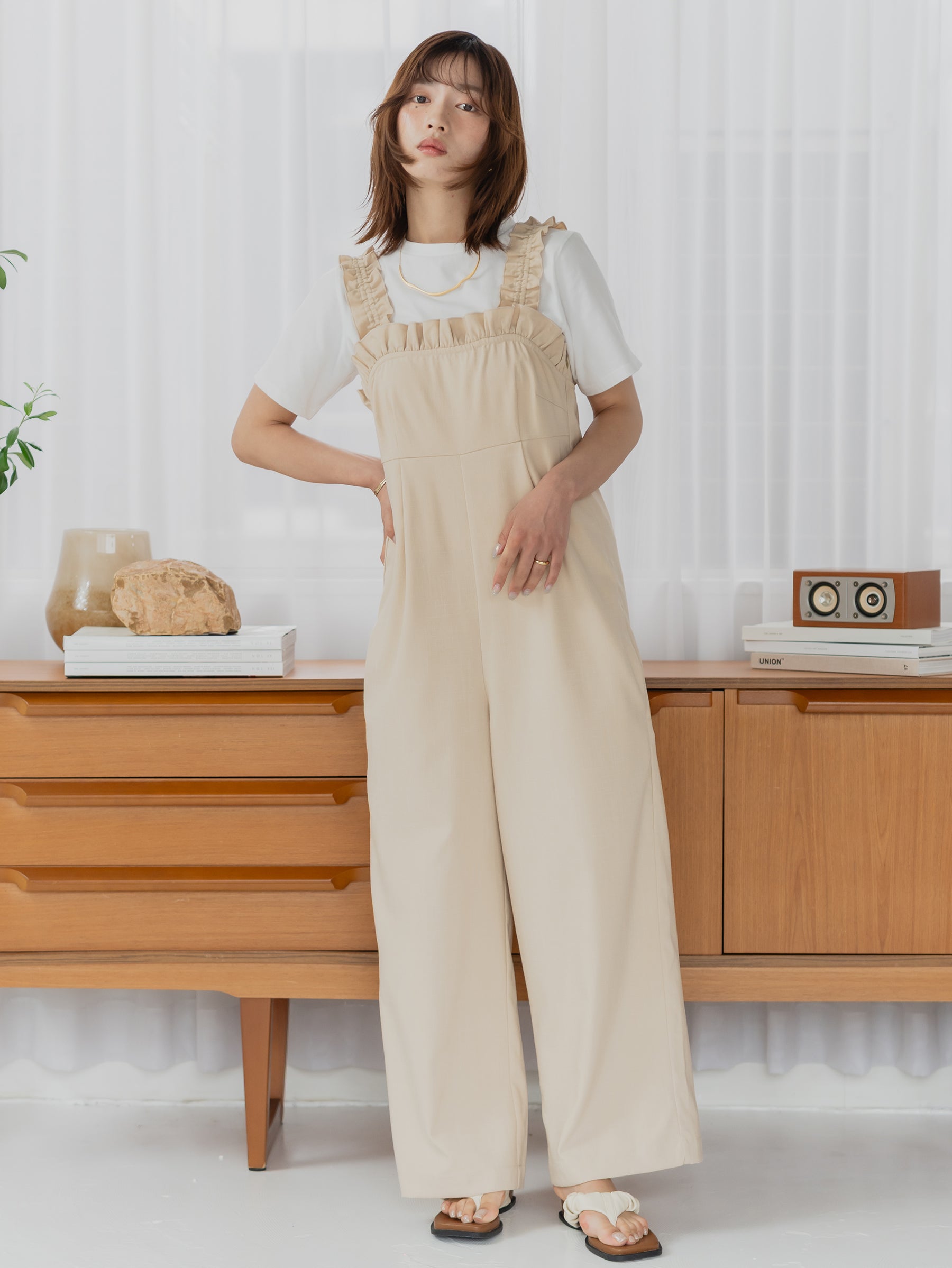 Frill Strap Wide Leg Salopette